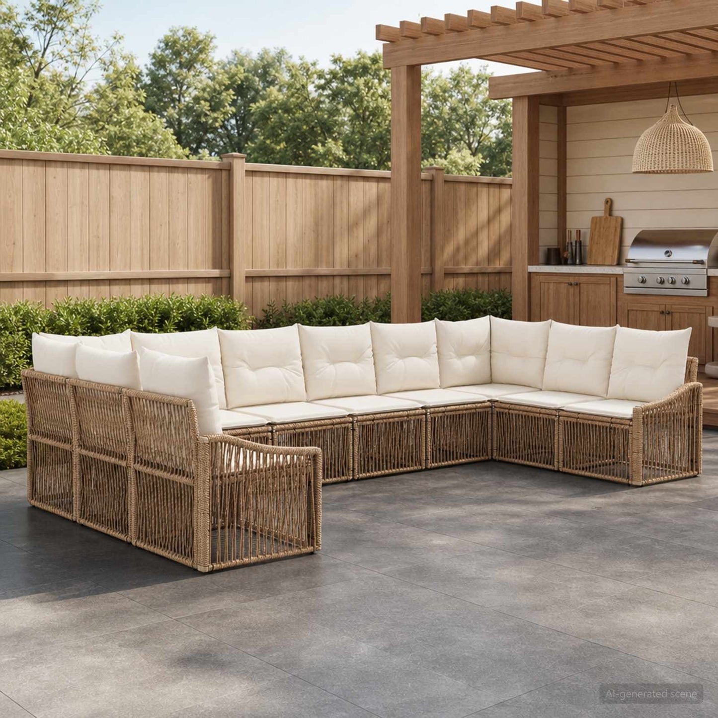 Tuinbankenset 10 pcs Beige poly rattan is nu te koop bij PeponiXL, paradijselijk wonen!
