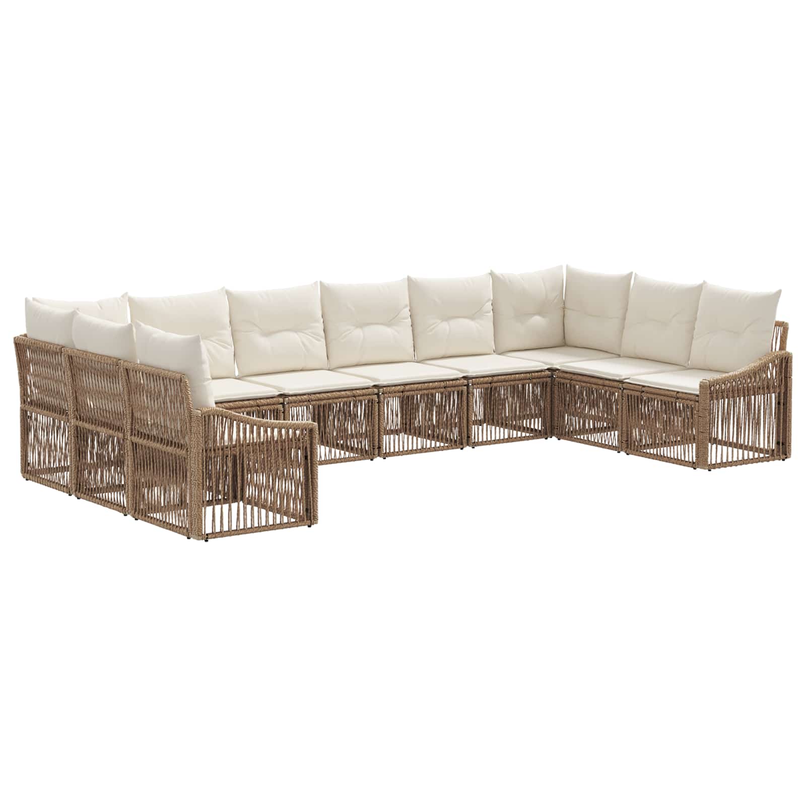 Tuinbankenset 10 pcs Beige poly rattan is nu te koop bij PeponiXL, paradijselijk wonen!