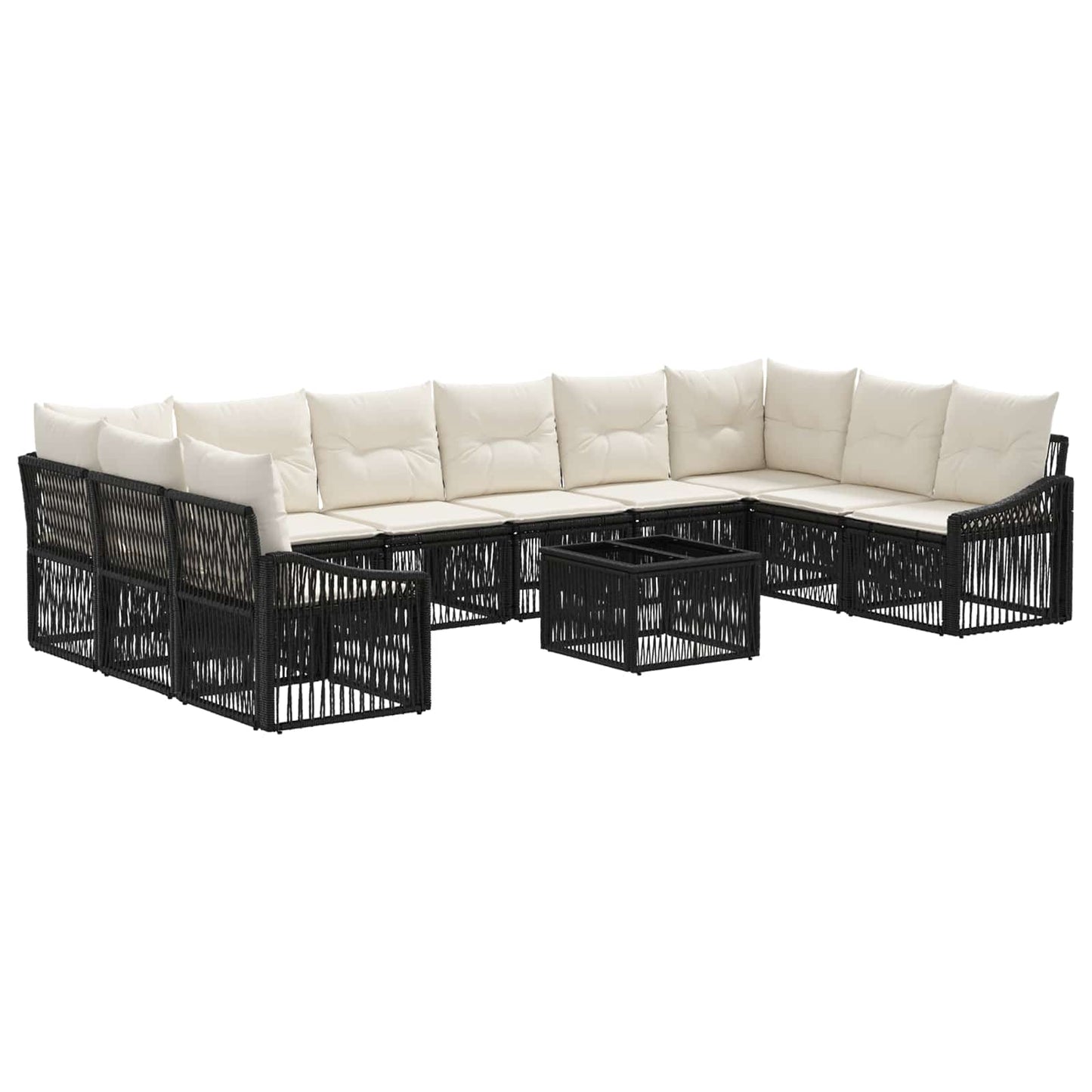 Tuinbankenset 11 pcs Zwart poly rattan is nu te koop bij PeponiXL, paradijselijk wonen!
