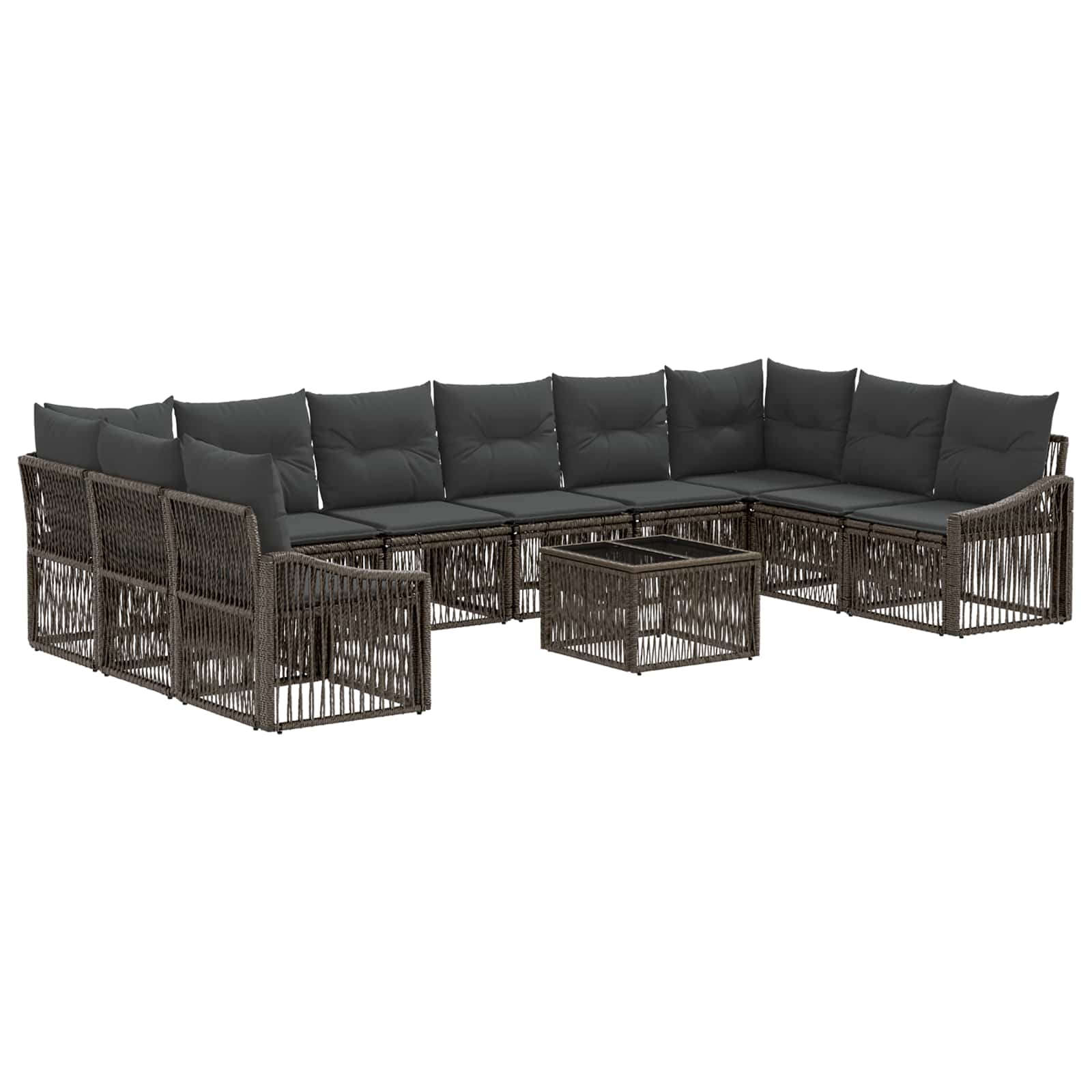 Tuinbankenset 11 pcs Grijs poly rattan is nu te koop bij PeponiXL, paradijselijk wonen!