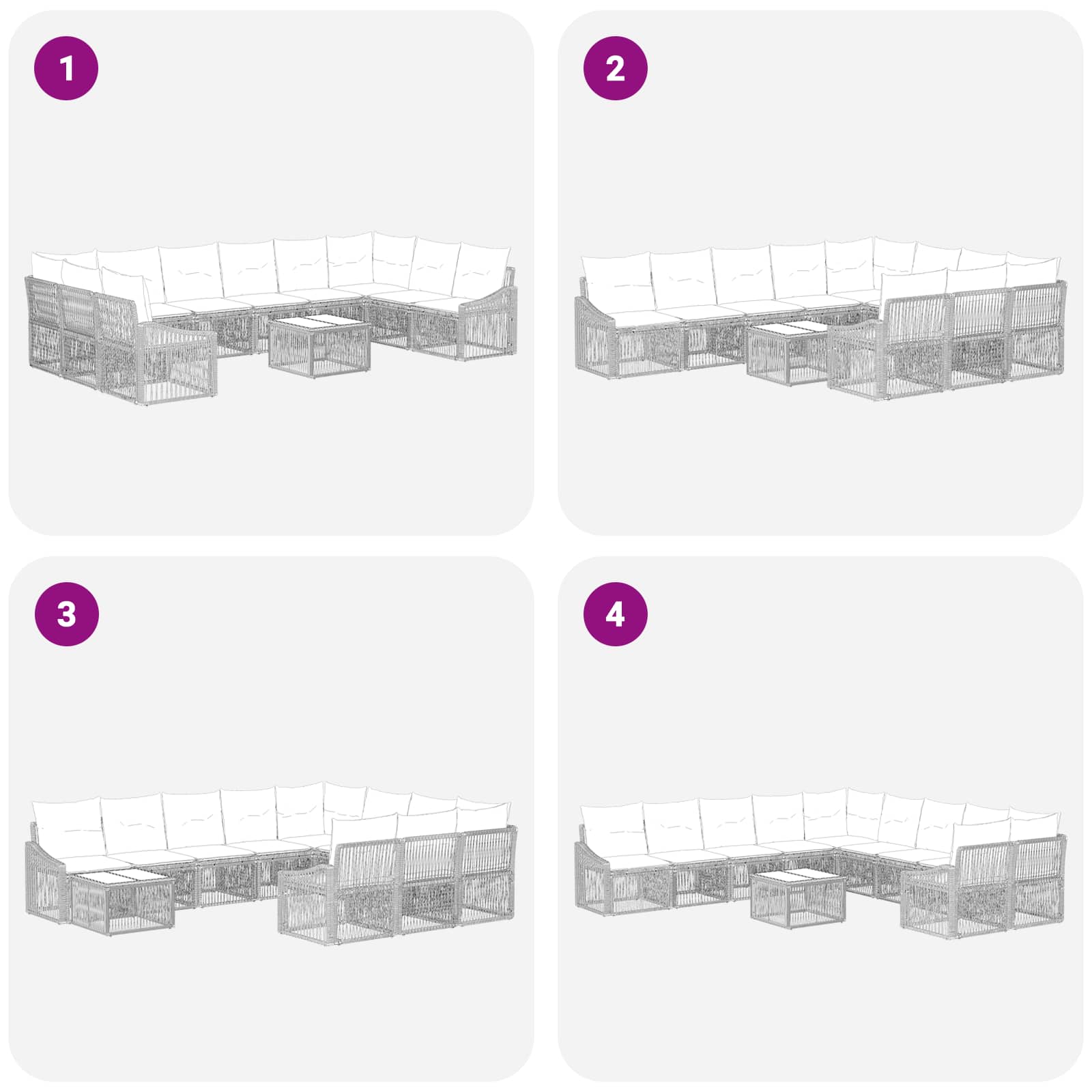 Tuinbankenset 11 pcs Grijs poly rattan is nu te koop bij PeponiXL, paradijselijk wonen!