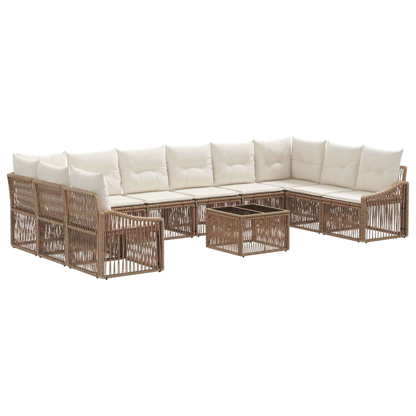 Tuinbankenset 11 pcs Beige poly rattan is nu te koop bij PeponiXL, paradijselijk wonen!
