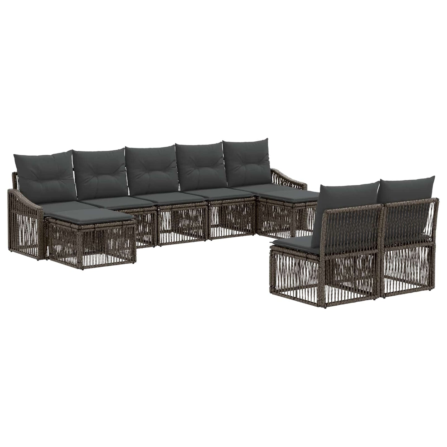 Tuinbankenset 9 pcs Grijs poly rattan is nu te koop bij PeponiXL, paradijselijk wonen!