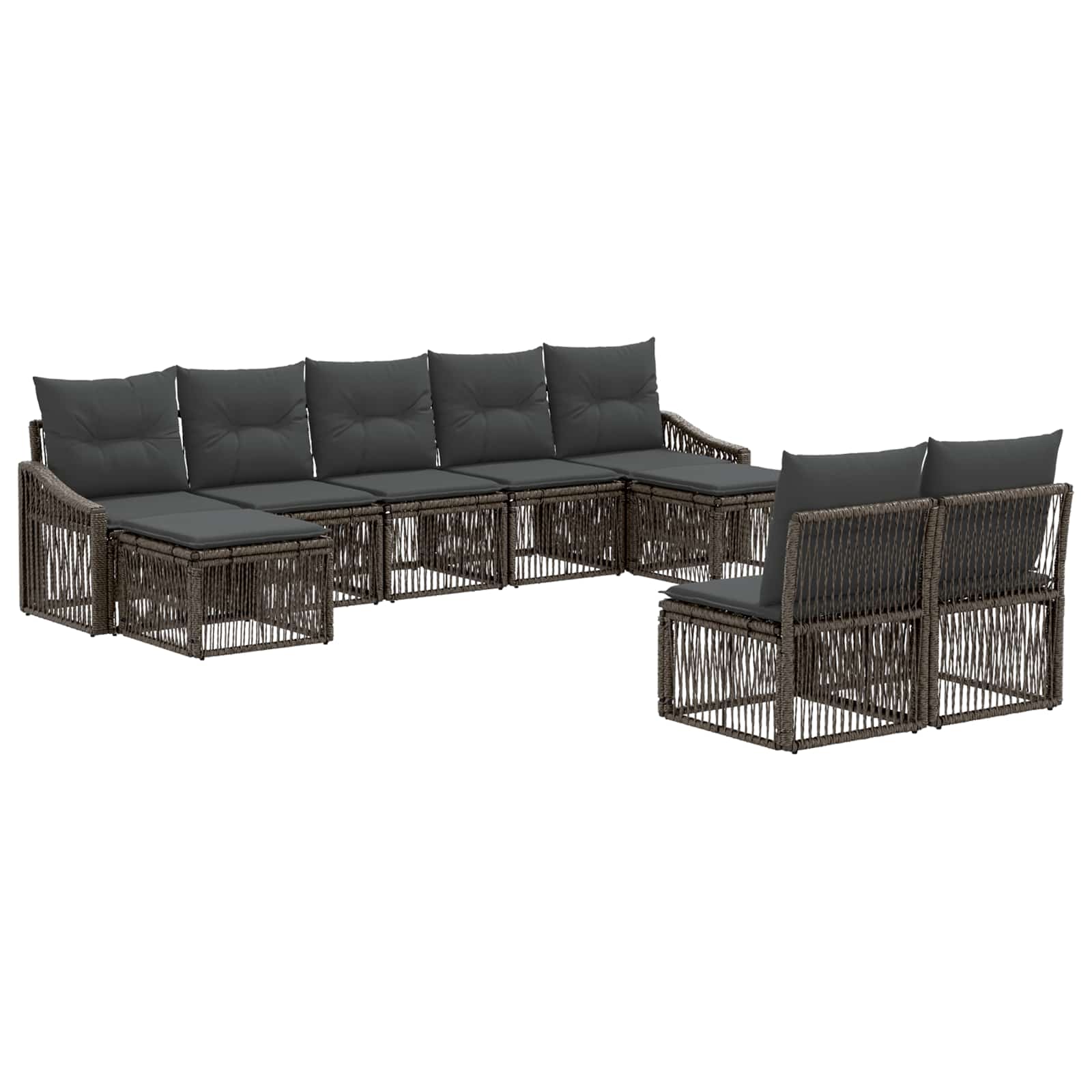 Tuinbankenset 9 pcs Grijs poly rattan is nu te koop bij PeponiXL, paradijselijk wonen!