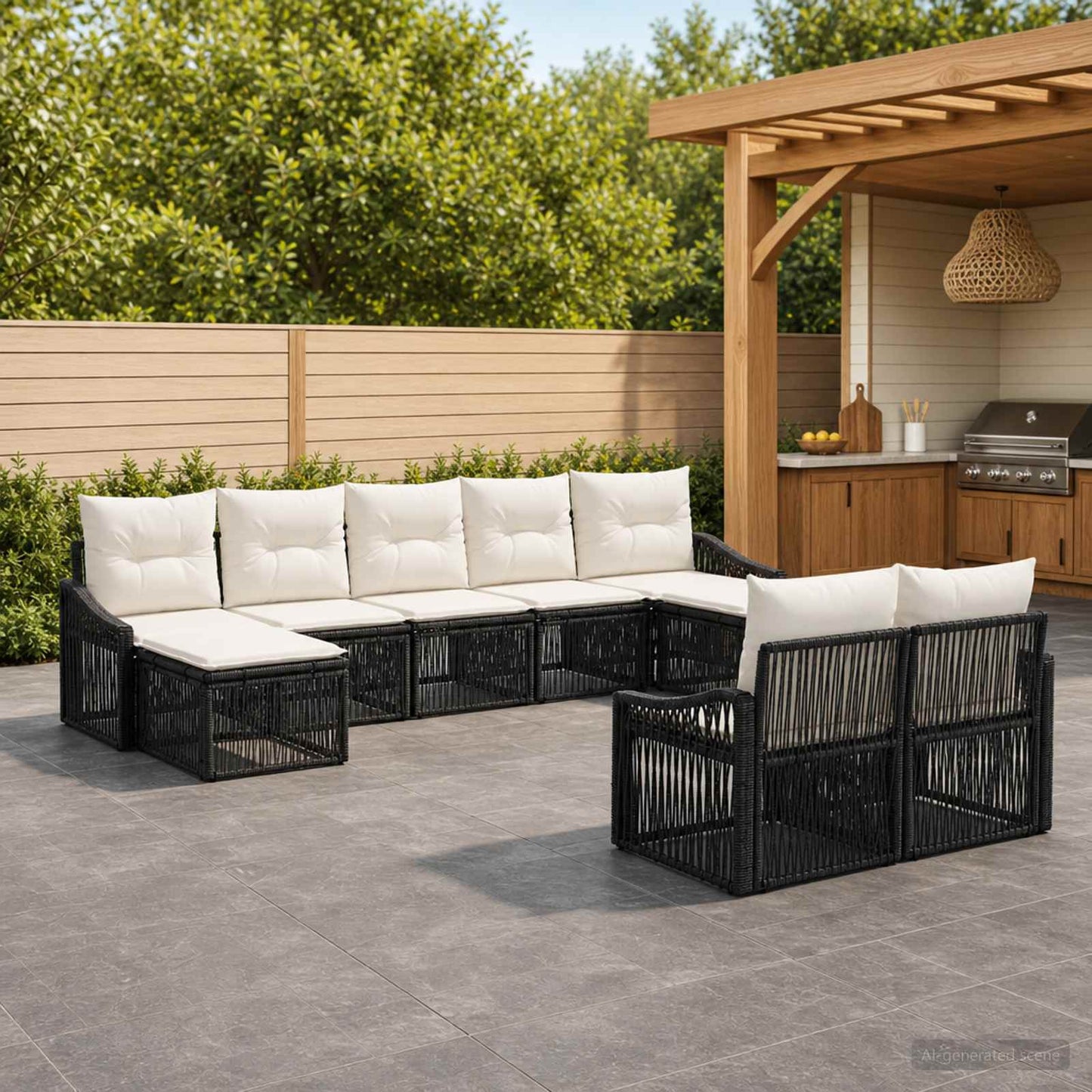 Tuinbankenset 9 pcs Zwart poly rattan is nu te koop bij PeponiXL, paradijselijk wonen!