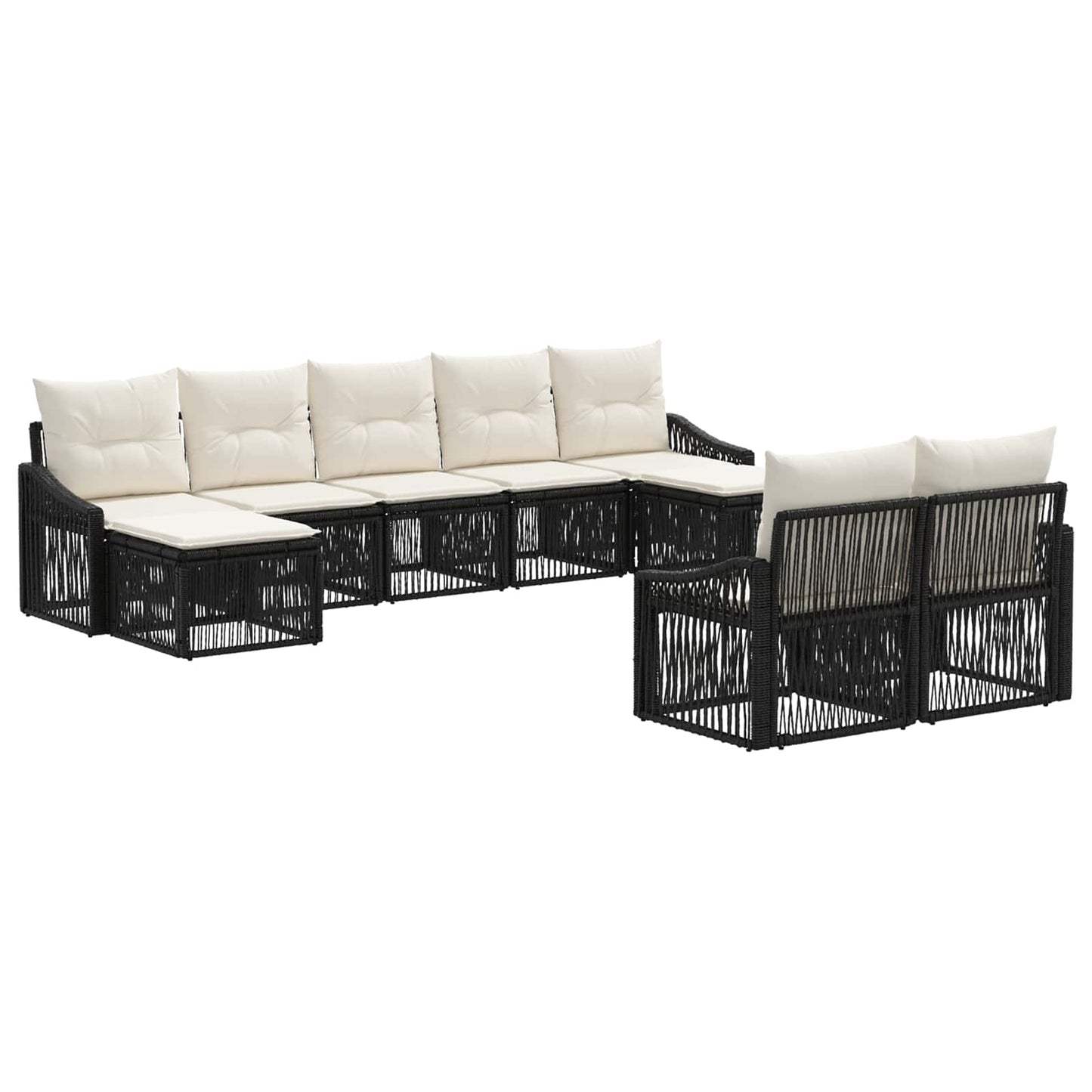Tuinbankenset 9 pcs Zwart poly rattan is nu te koop bij PeponiXL, paradijselijk wonen!
