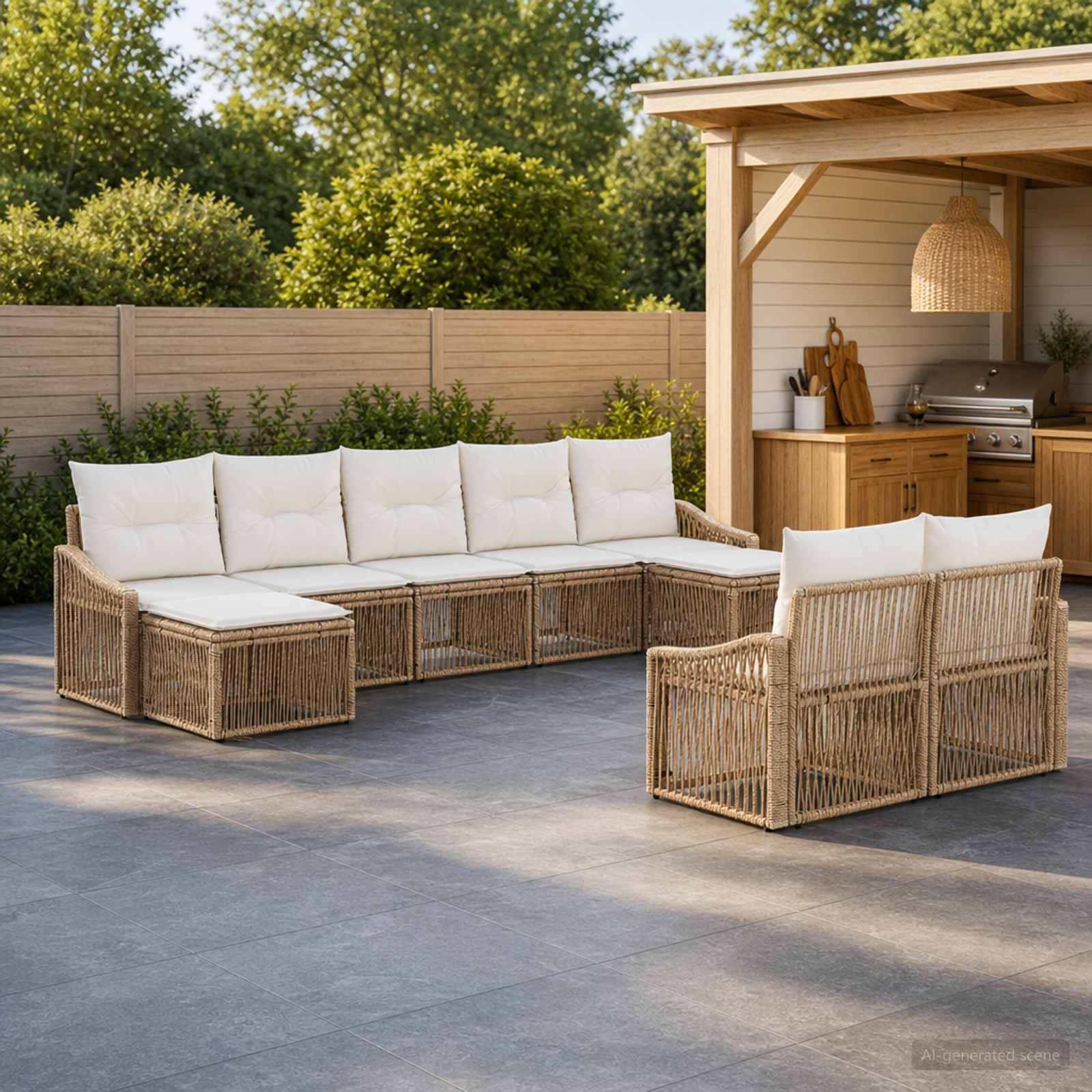 Tuinbankenset 9 pcs Beige poly rattan is nu te koop bij PeponiXL, paradijselijk wonen!