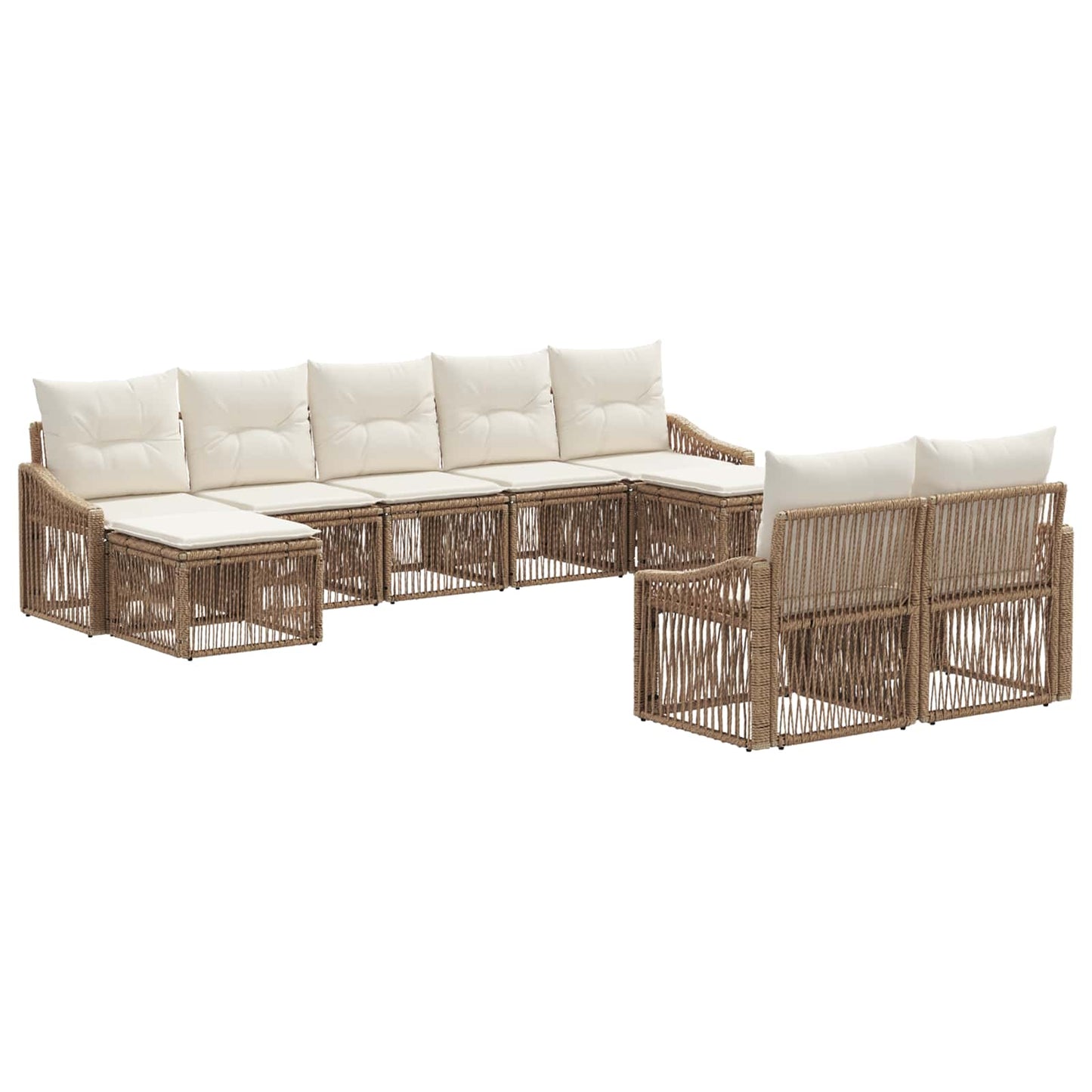 Tuinbankenset 9 pcs Beige poly rattan is nu te koop bij PeponiXL, paradijselijk wonen!