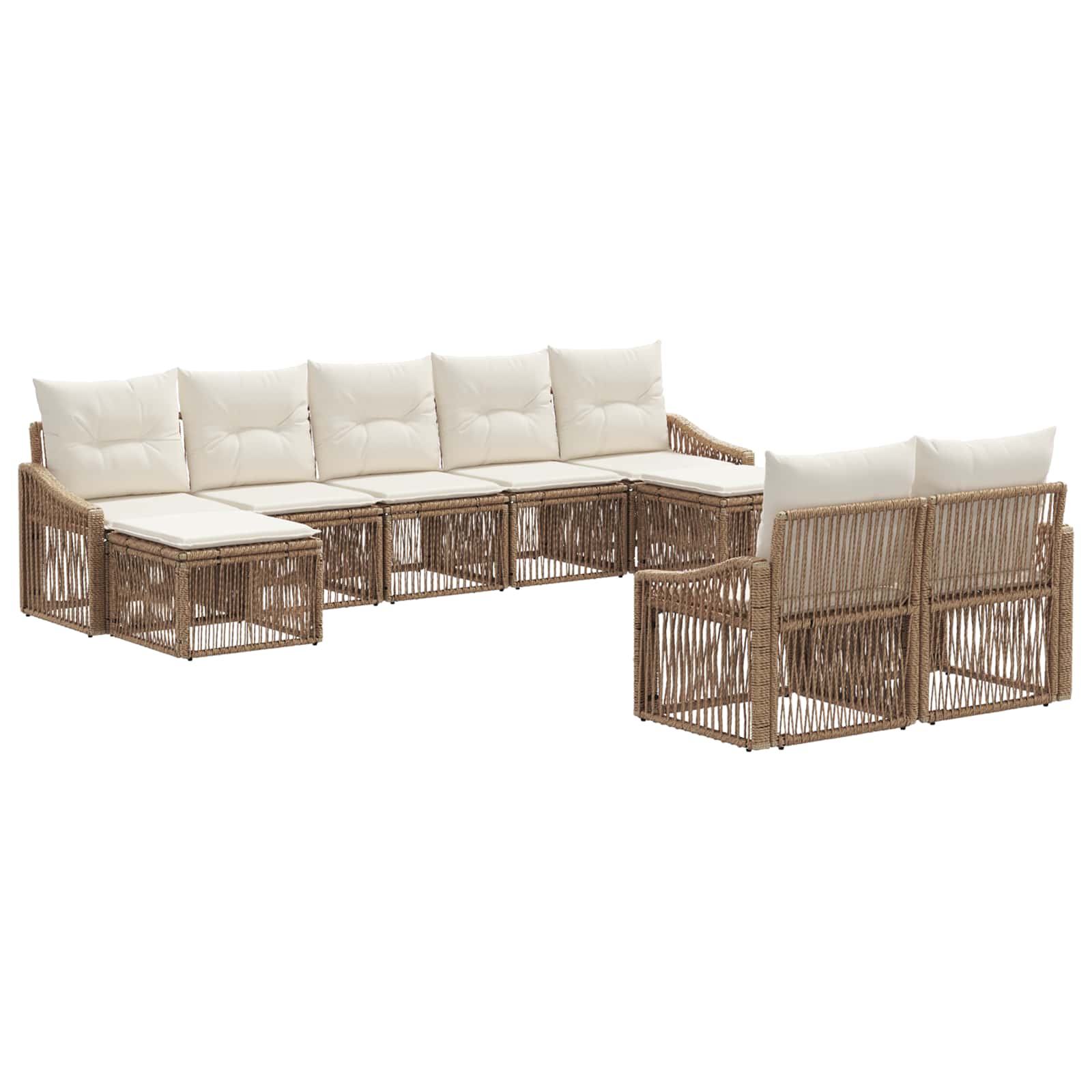 Tuinbankenset 9 pcs Beige poly rattan is nu te koop bij PeponiXL, paradijselijk wonen!