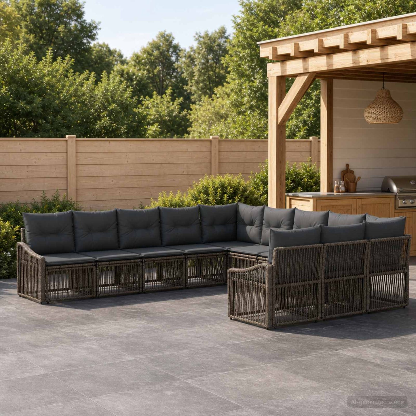 Tuinbankenset 11 pcs Grijs poly rattan is nu te koop bij PeponiXL, paradijselijk wonen!