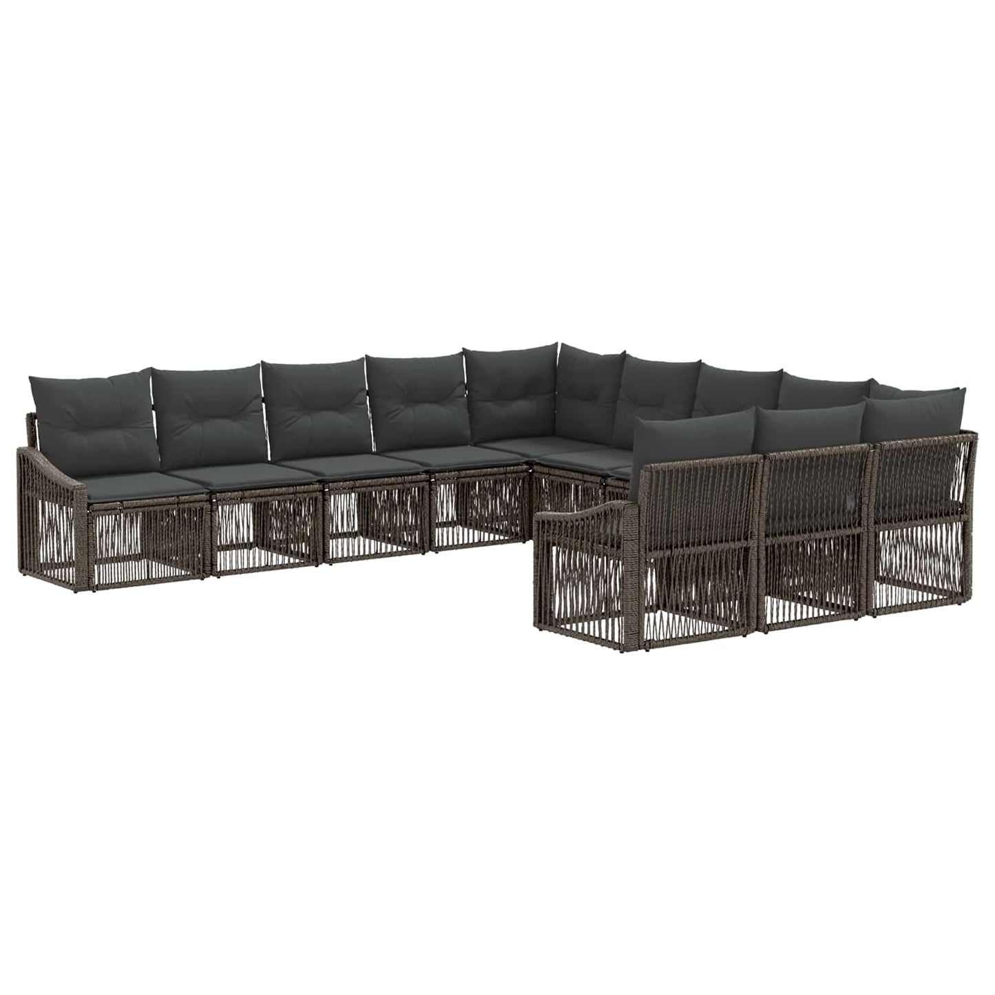 Tuinbankenset 11 pcs Grijs poly rattan is nu te koop bij PeponiXL, paradijselijk wonen!