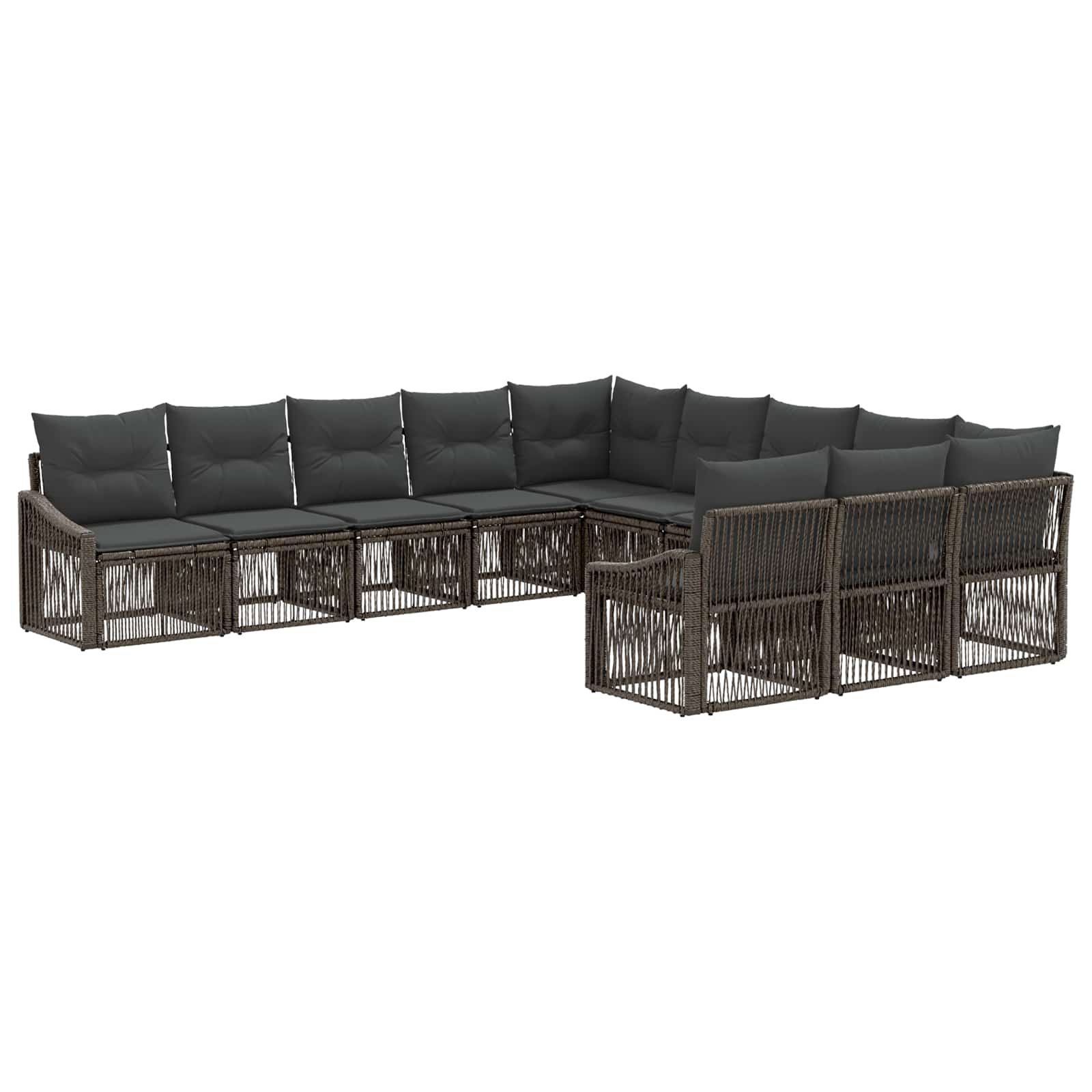 Tuinbankenset 11 pcs Grijs poly rattan is nu te koop bij PeponiXL, paradijselijk wonen!