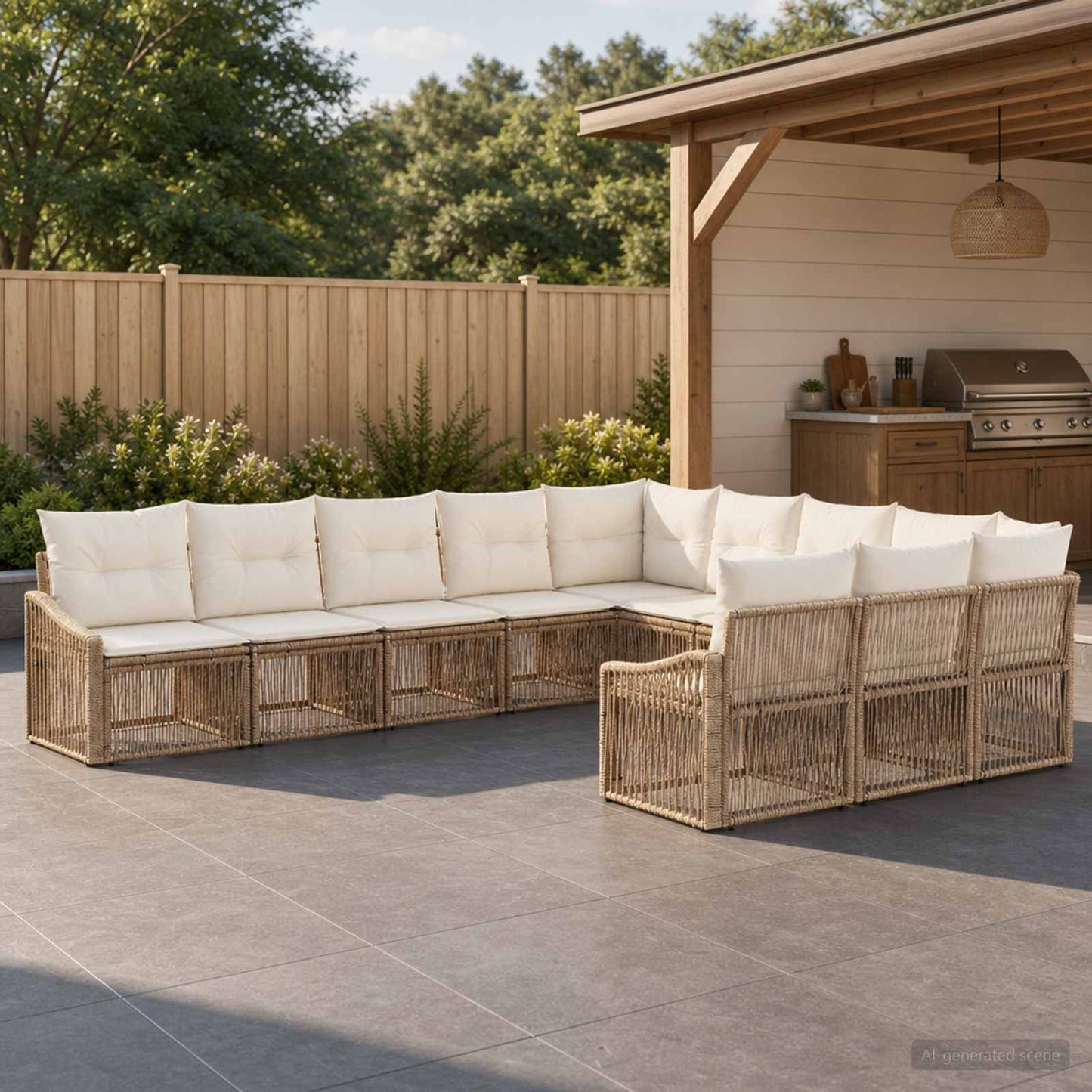 Tuinbankenset 11 pcs Beige poly rattan is nu te koop bij PeponiXL, paradijselijk wonen!