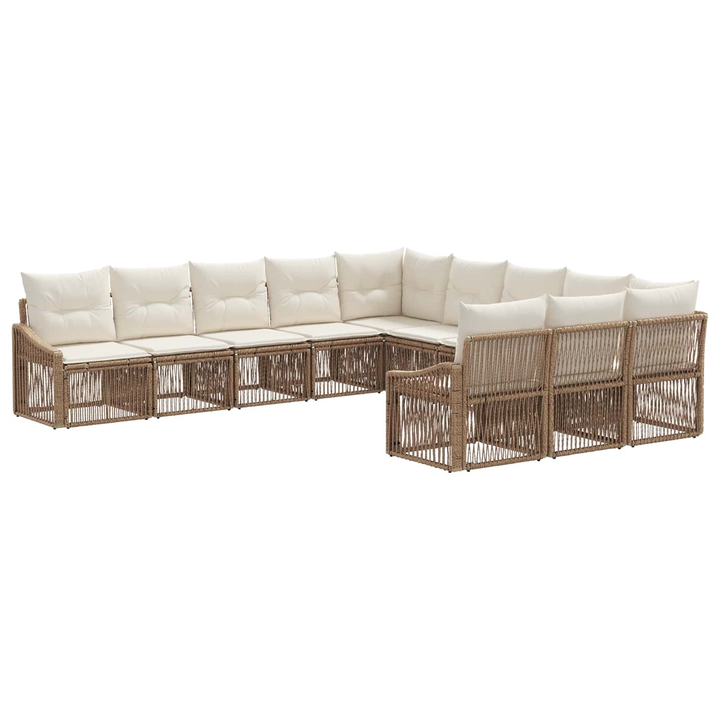 Tuinbankenset 11 pcs Beige poly rattan is nu te koop bij PeponiXL, paradijselijk wonen!