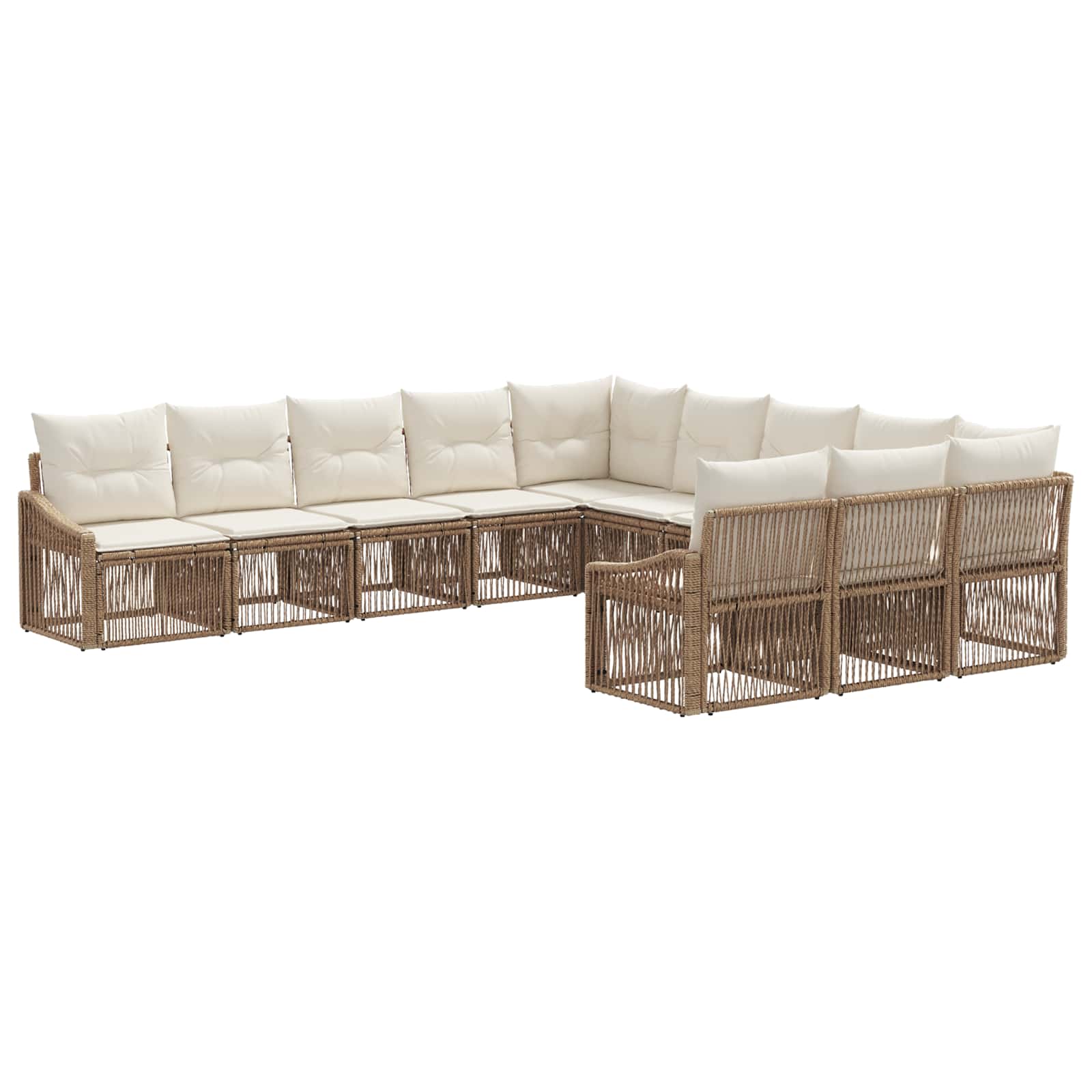 Tuinbankenset 11 pcs Beige poly rattan is nu te koop bij PeponiXL, paradijselijk wonen!