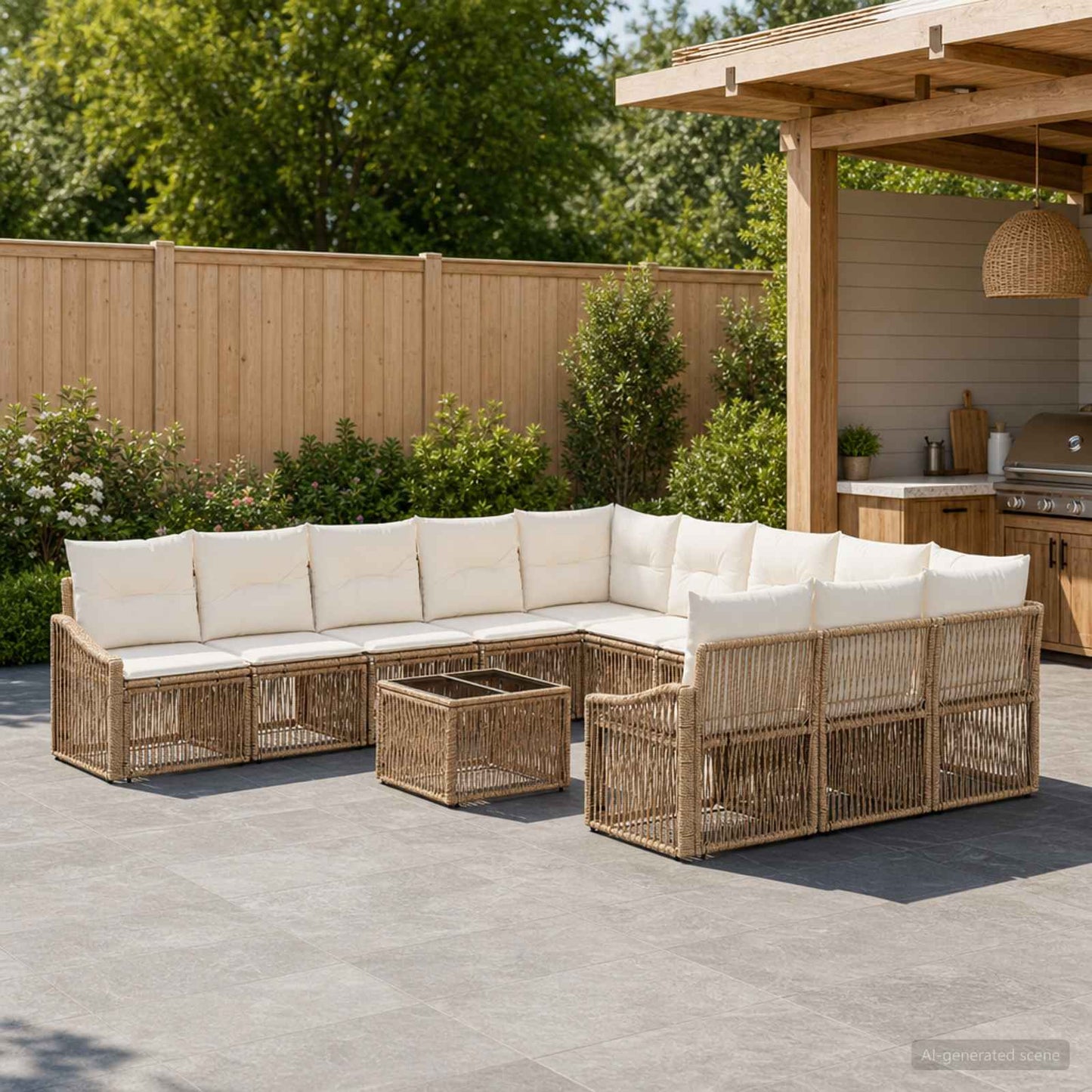 Tuinbankenset 12 pcs Beige poly rattan is nu te koop bij PeponiXL, paradijselijk wonen!