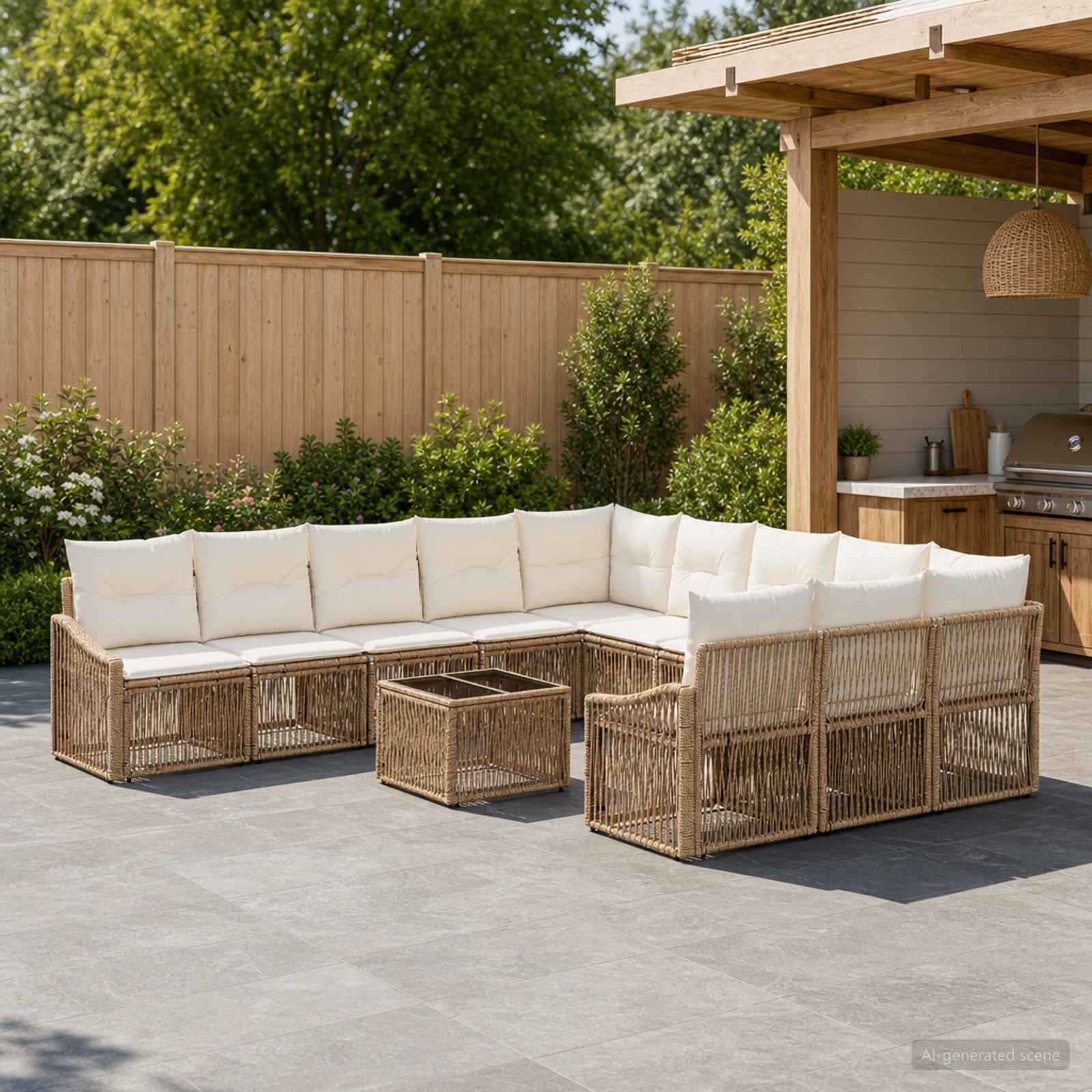 Tuinbankenset 12 pcs Beige poly rattan is nu te koop bij PeponiXL, paradijselijk wonen!
