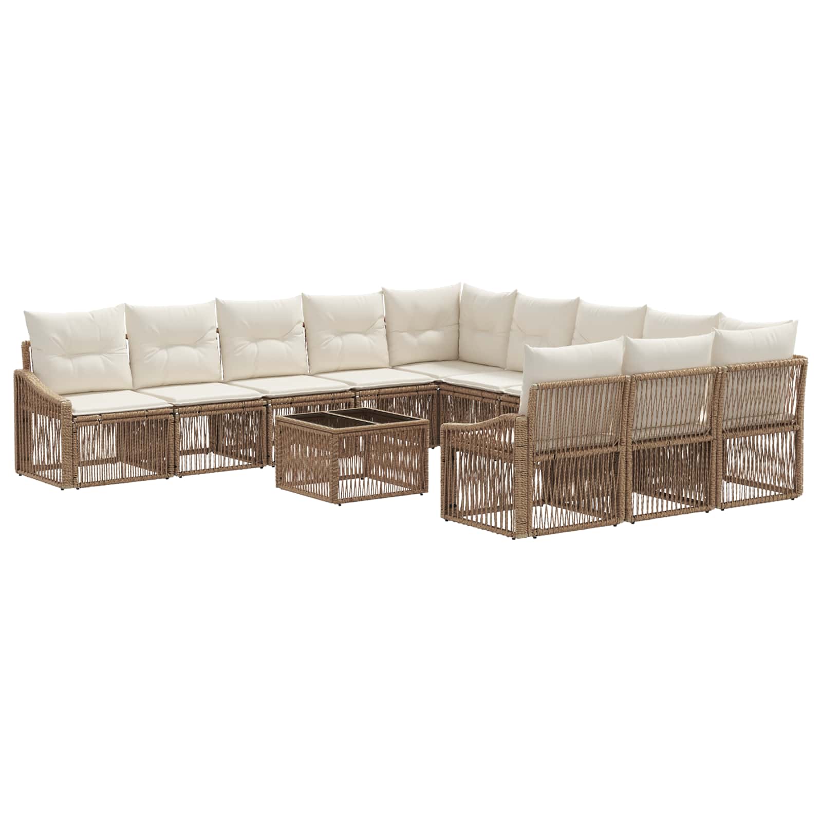 Tuinbankenset 12 pcs Beige poly rattan is nu te koop bij PeponiXL, paradijselijk wonen!