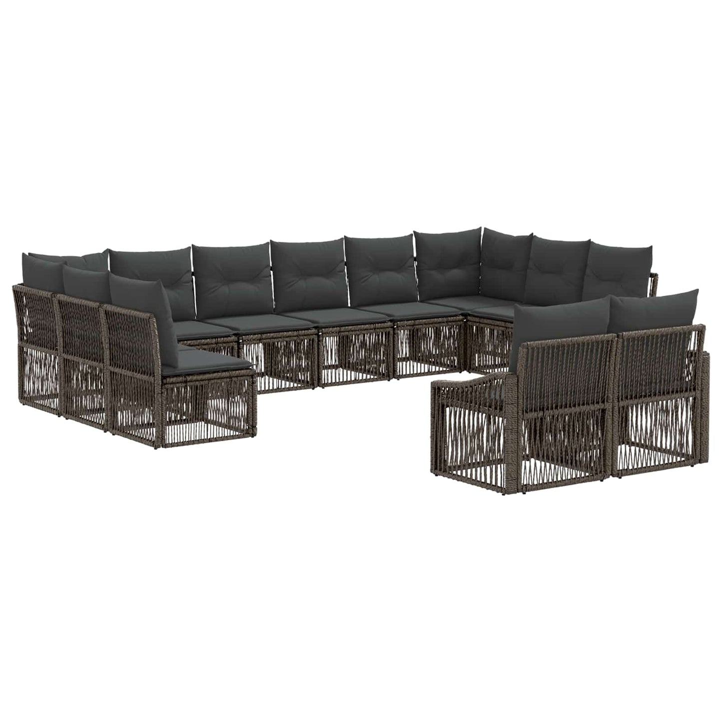 Tuinbankenset 12 pcs Grijs poly rattan is nu te koop bij PeponiXL, paradijselijk wonen!