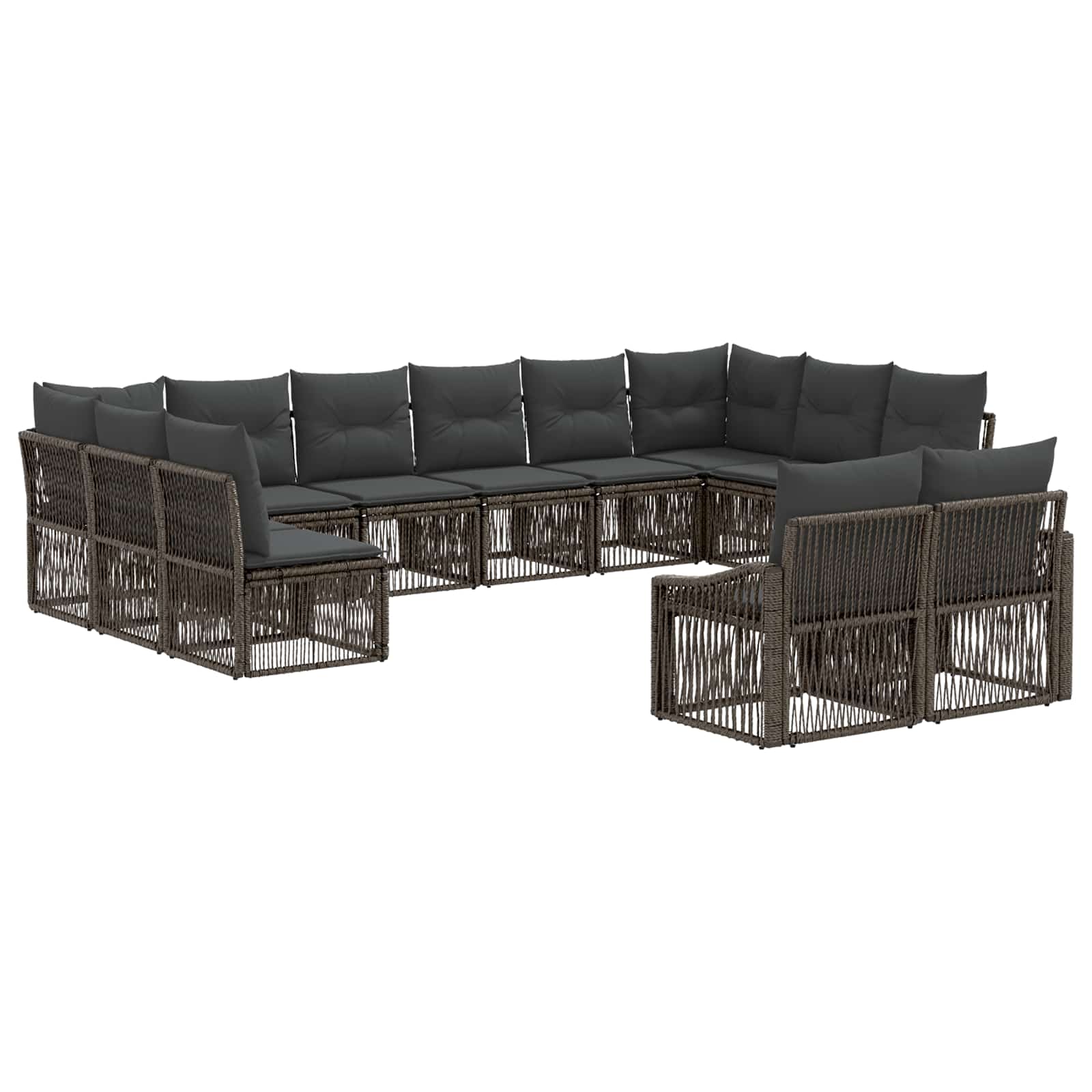 Tuinbankenset 12 pcs Grijs poly rattan is nu te koop bij PeponiXL, paradijselijk wonen!