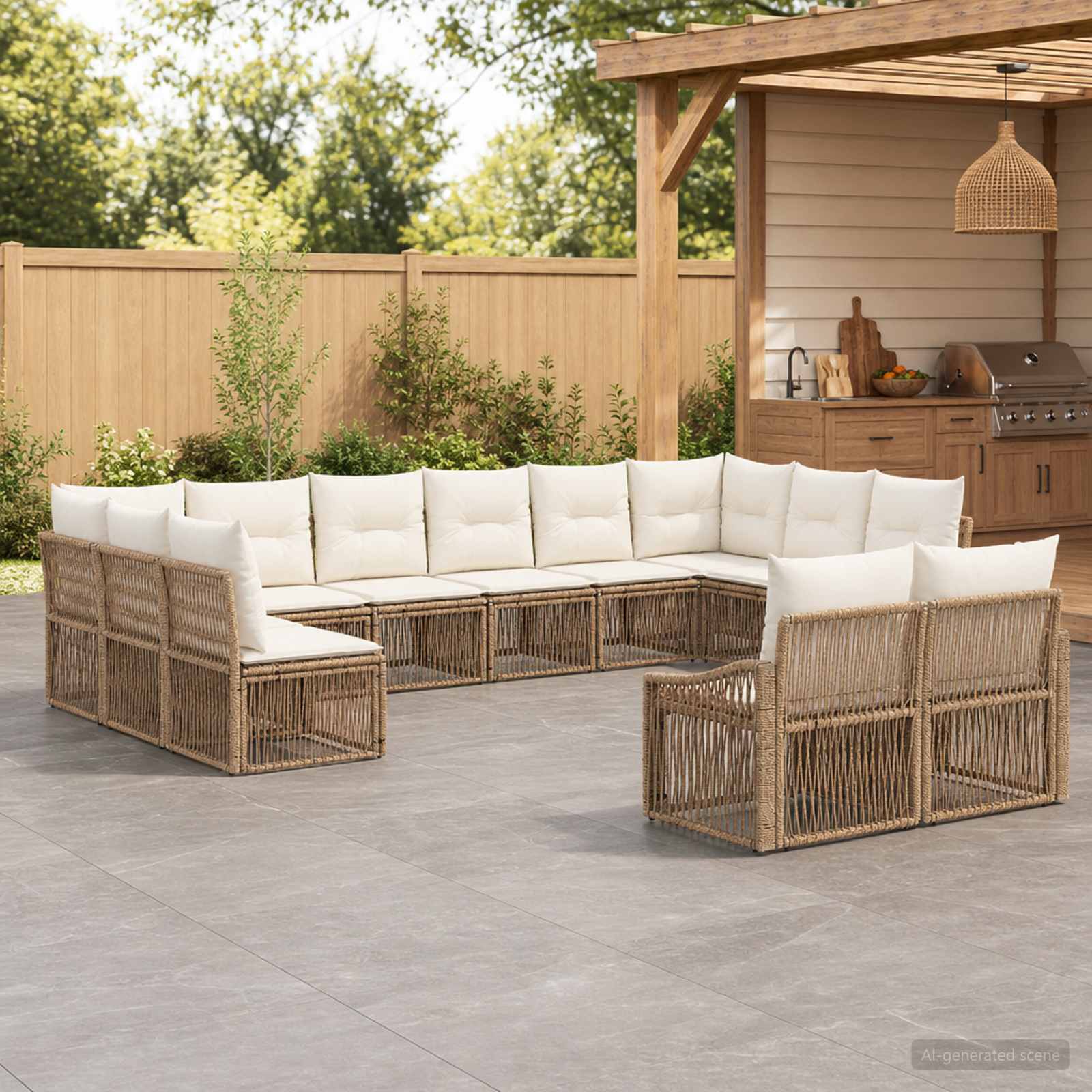 Tuinbankenset 12 pcs Beige poly rattan is nu te koop bij PeponiXL, paradijselijk wonen!