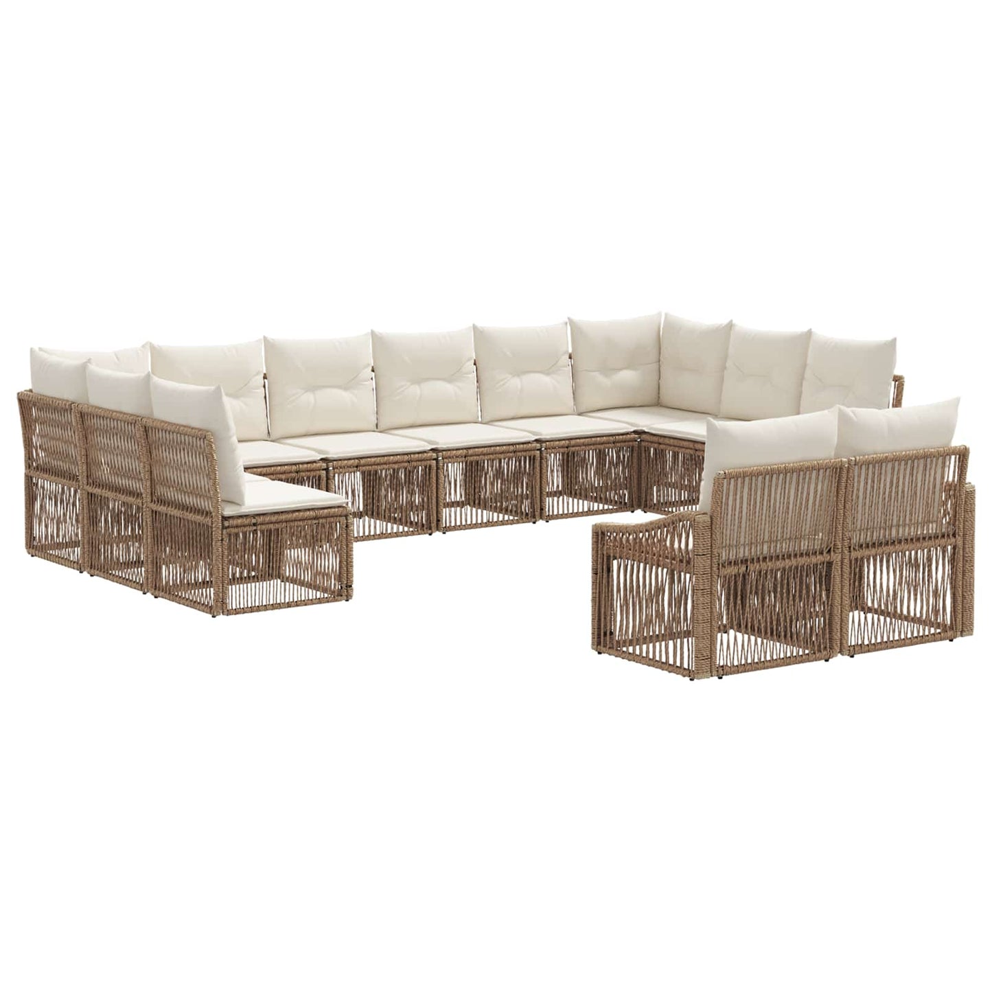 Tuinbankenset 12 pcs Beige poly rattan is nu te koop bij PeponiXL, paradijselijk wonen!