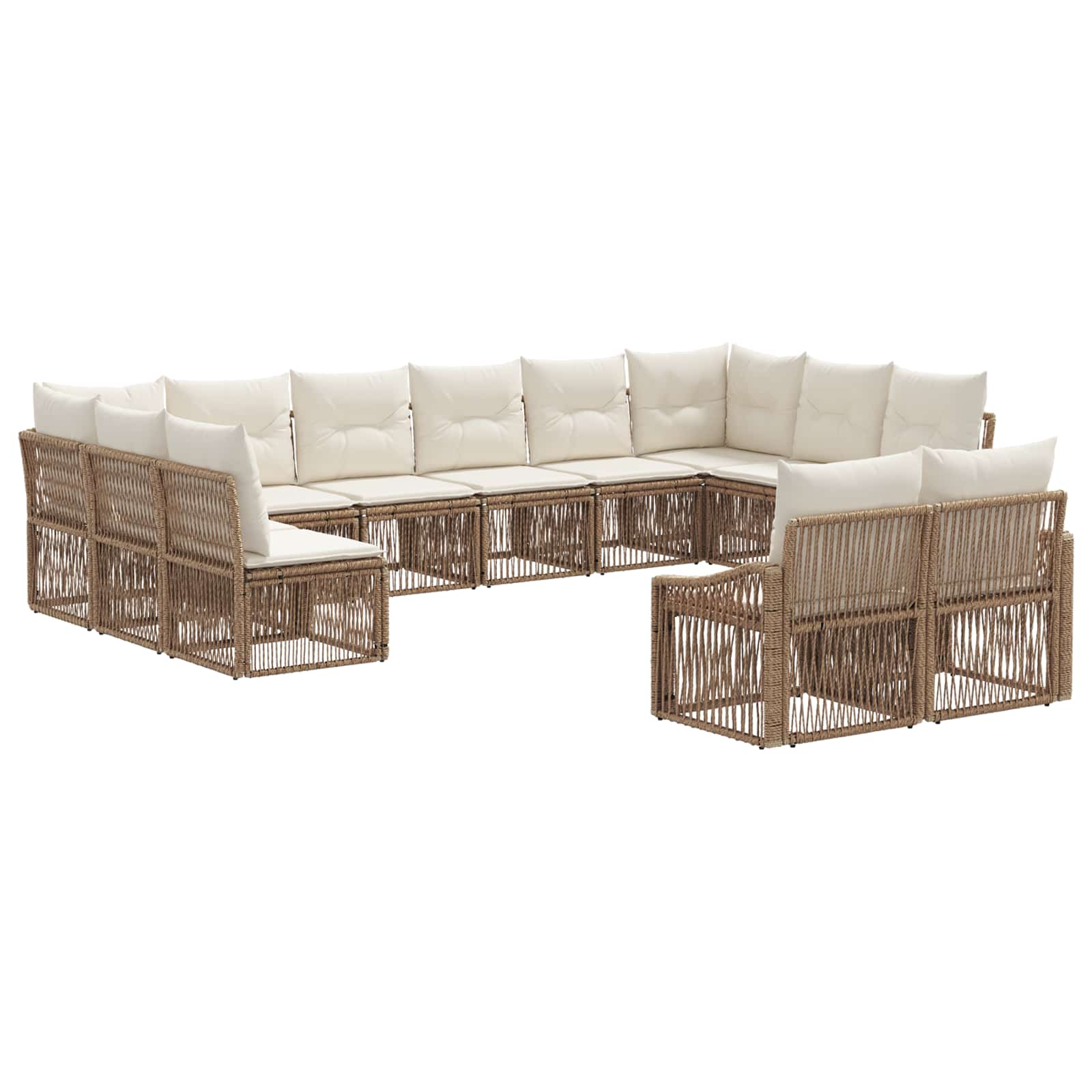 Tuinbankenset 12 pcs Beige poly rattan is nu te koop bij PeponiXL, paradijselijk wonen!