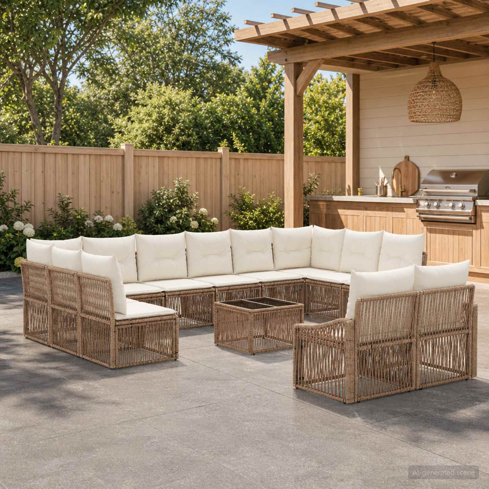 Tuinbankenset 13 pcs Beige poly rattan is nu te koop bij PeponiXL, paradijselijk wonen!