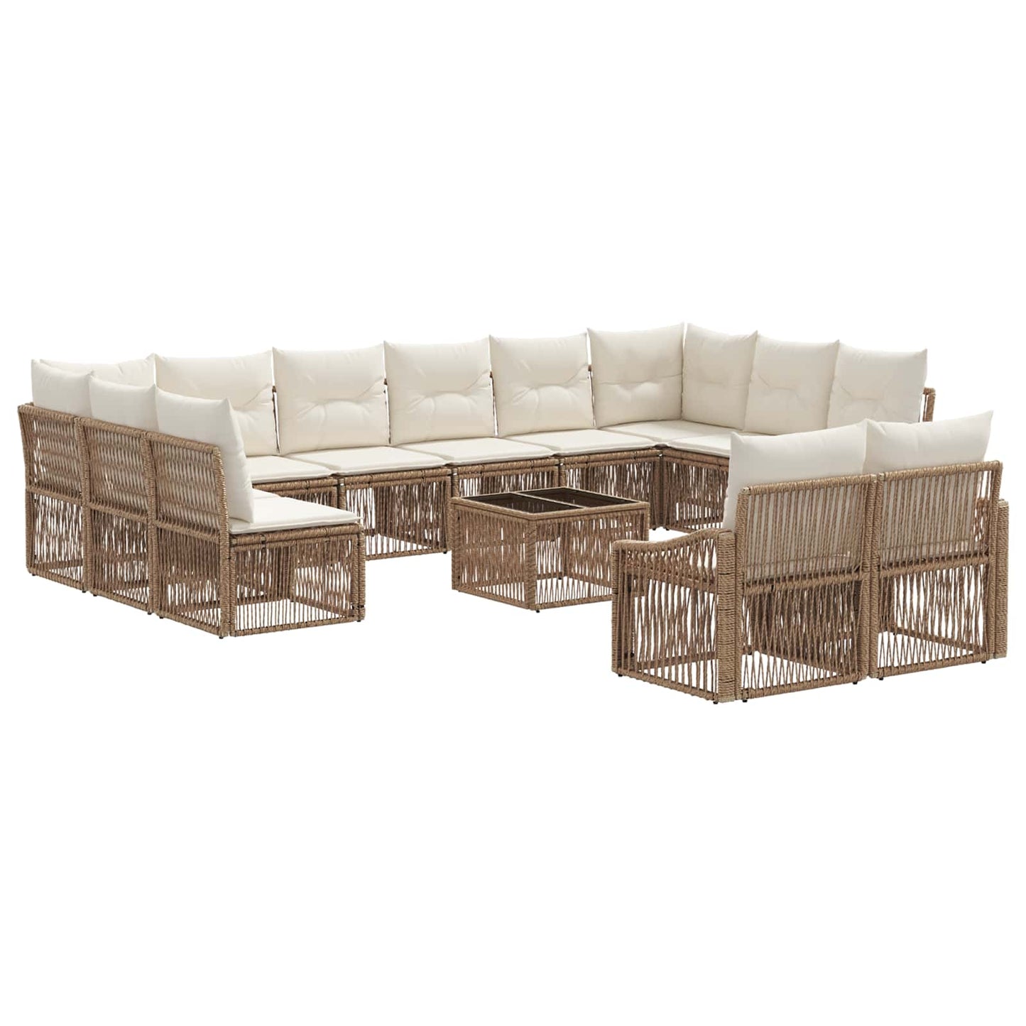 Tuinbankenset 13 pcs Beige poly rattan is nu te koop bij PeponiXL, paradijselijk wonen!