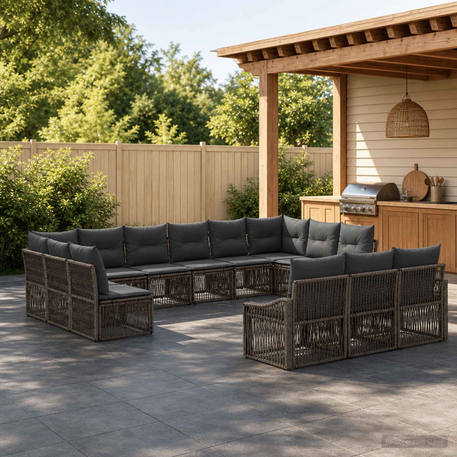 Tuinbankenset 13 pcs Grijs poly rattan is nu te koop bij PeponiXL, paradijselijk wonen!