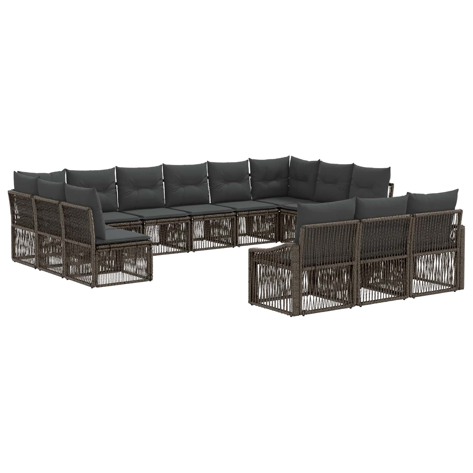 Tuinbankenset 13 pcs Grijs poly rattan is nu te koop bij PeponiXL, paradijselijk wonen!