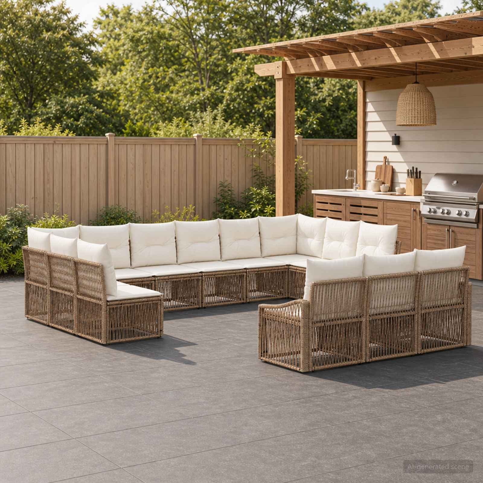 Tuinbankenset 13 pcs Beige poly rattan is nu te koop bij PeponiXL, paradijselijk wonen!