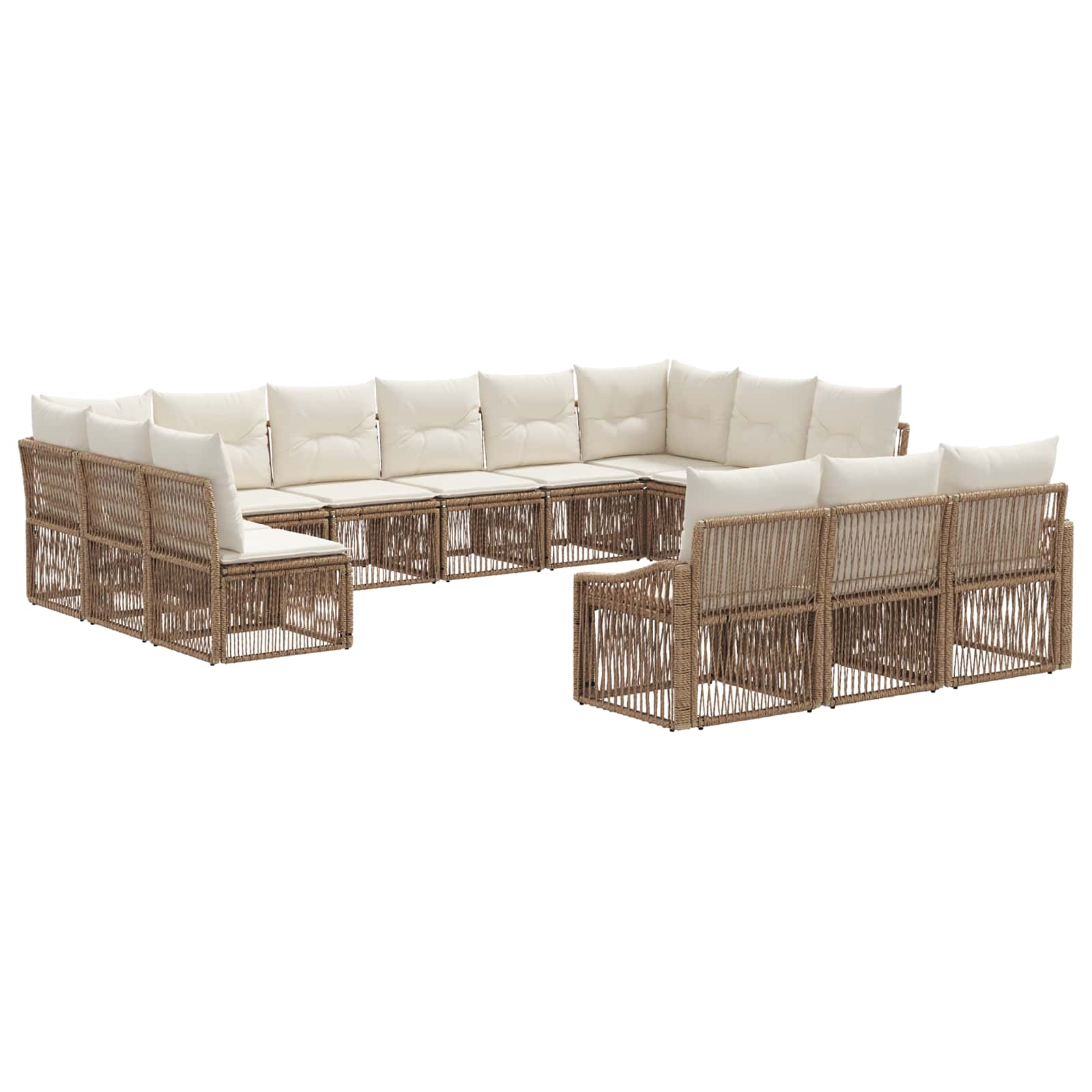Tuinbankenset 13 pcs Beige poly rattan is nu te koop bij PeponiXL, paradijselijk wonen!
