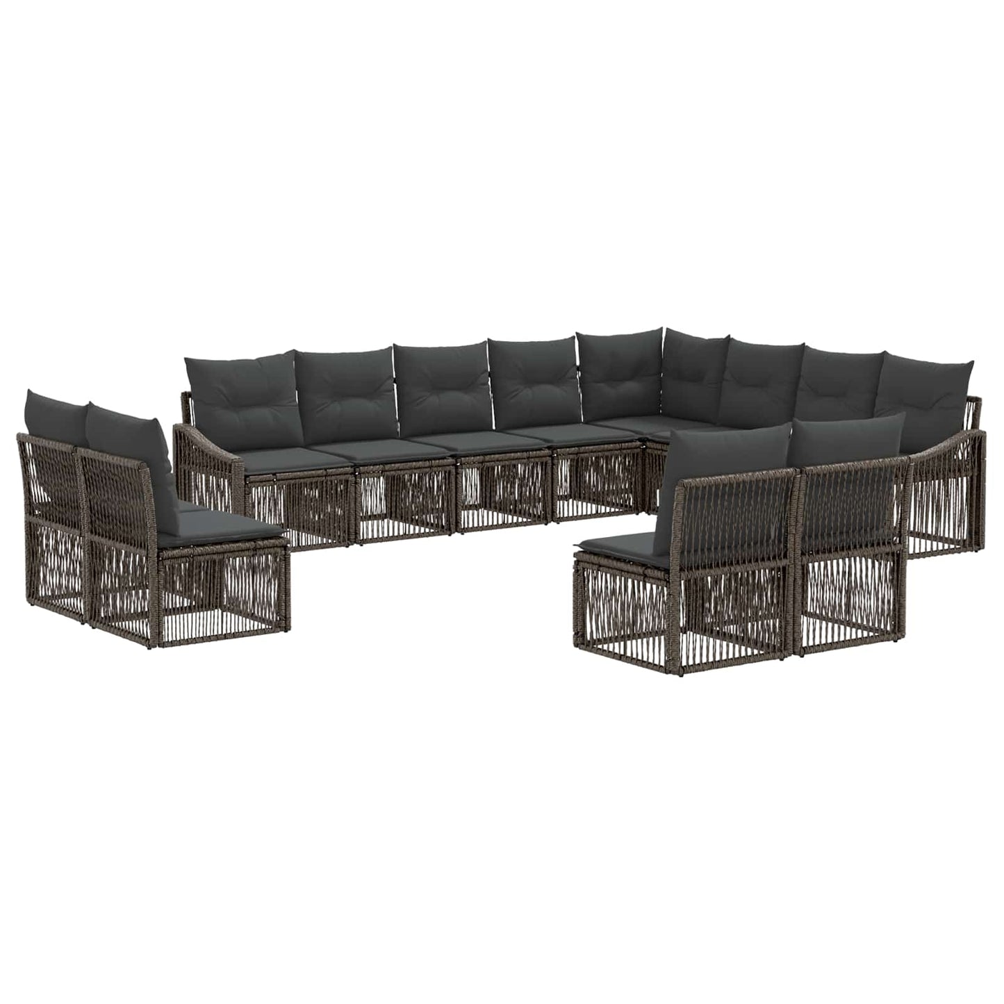 Tuinbankenset 12 pcs Grijs poly rattan is nu te koop bij PeponiXL, paradijselijk wonen!