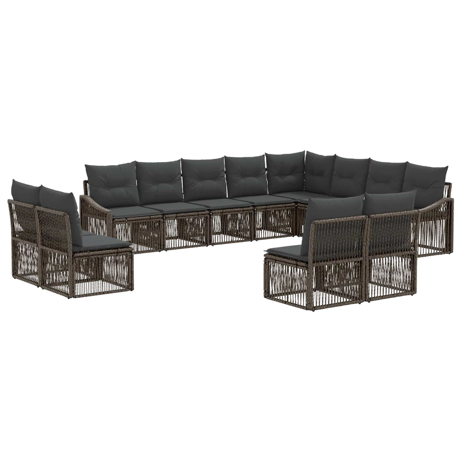 Tuinbankenset 12 pcs Grijs poly rattan is nu te koop bij PeponiXL, paradijselijk wonen!