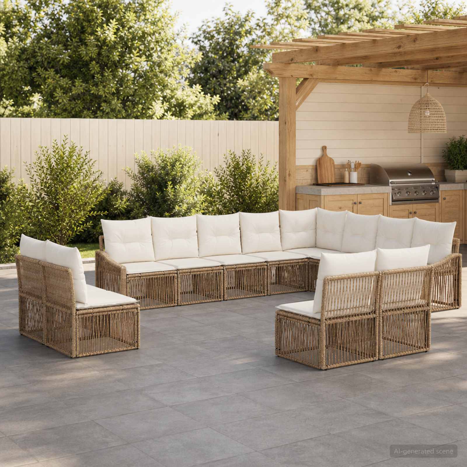 Tuinbankenset 12 pcs Beige poly rattan is nu te koop bij PeponiXL, paradijselijk wonen!