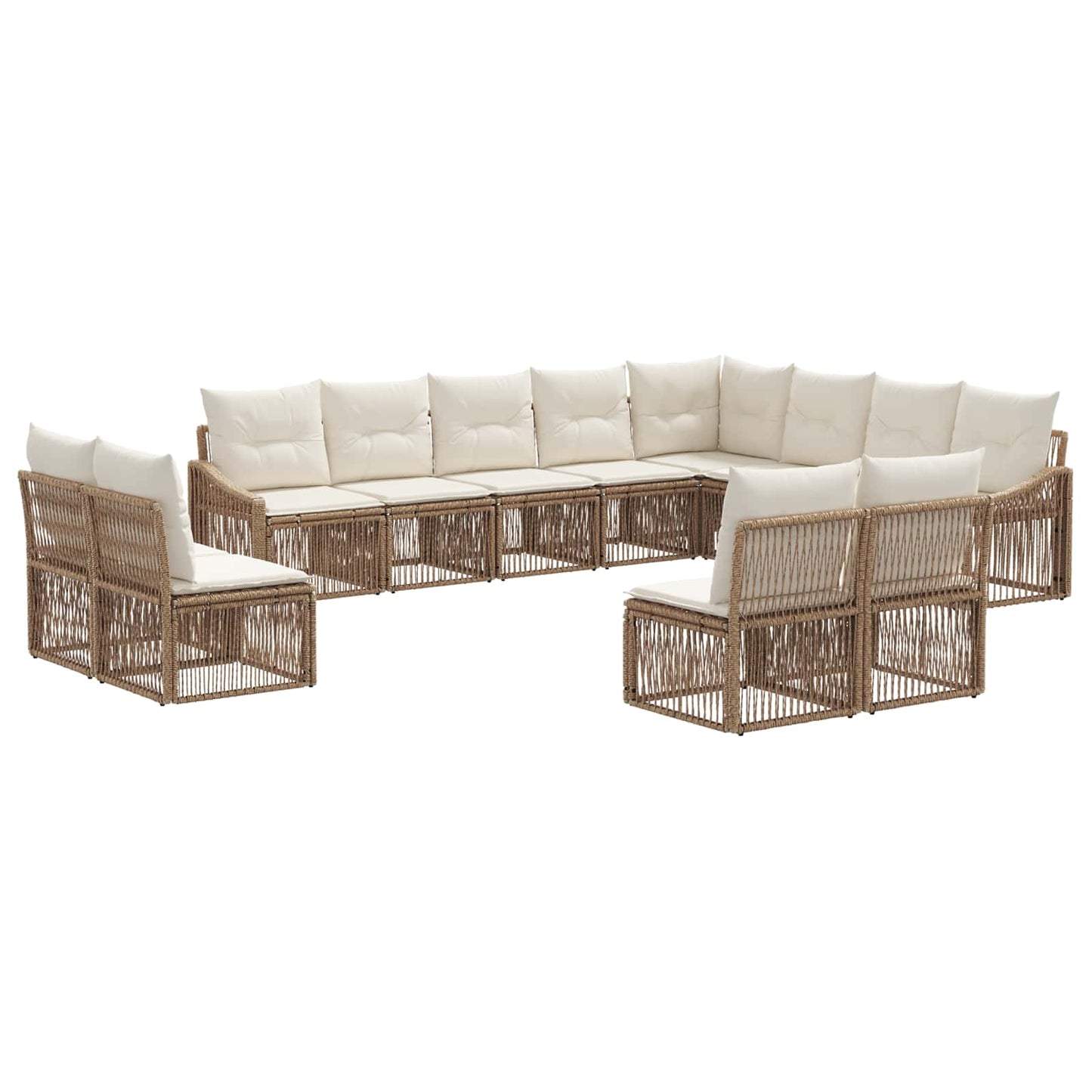 Tuinbankenset 12 pcs Beige poly rattan is nu te koop bij PeponiXL, paradijselijk wonen!