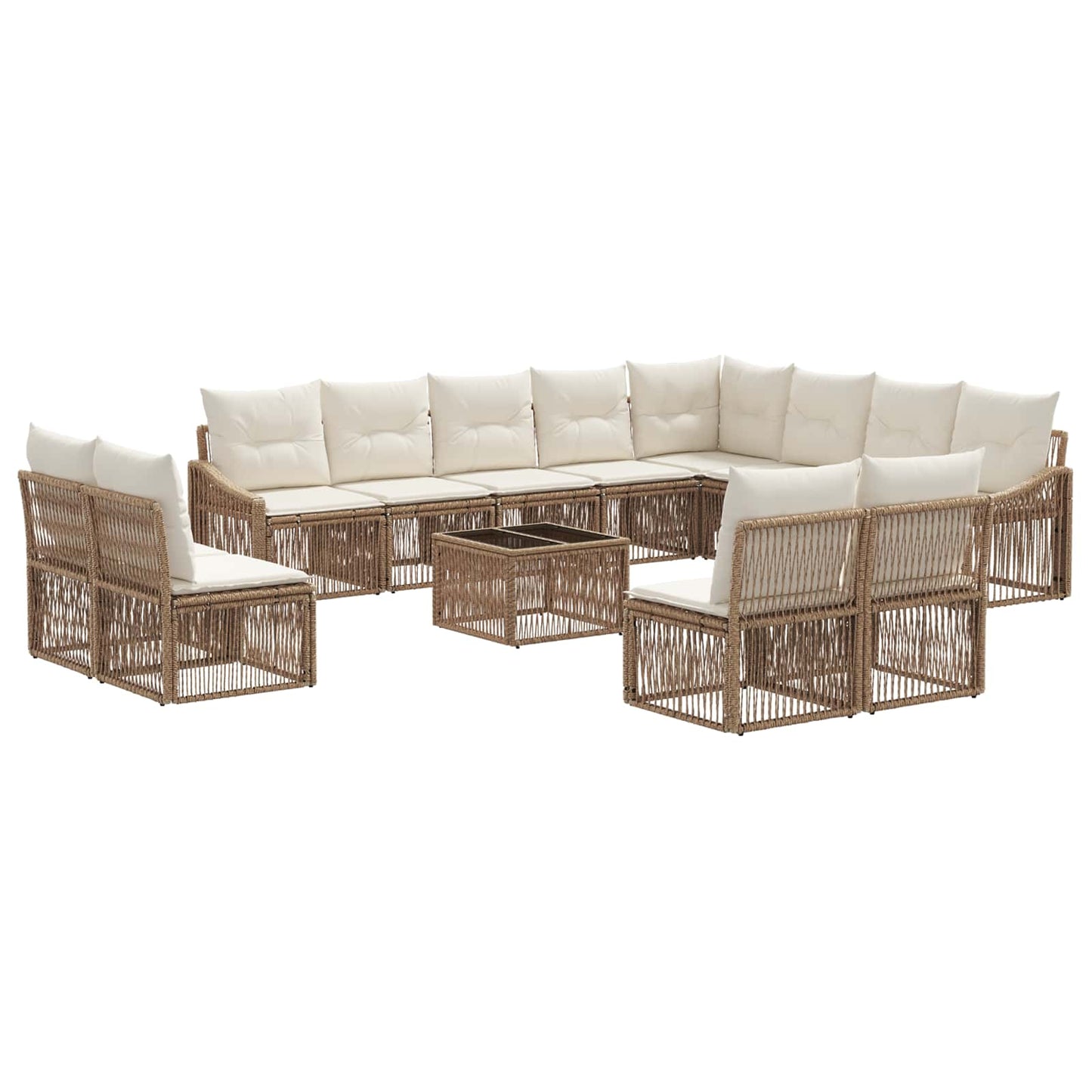 Tuinbankenset 13 pcs Beige poly rattan is nu te koop bij PeponiXL, paradijselijk wonen!