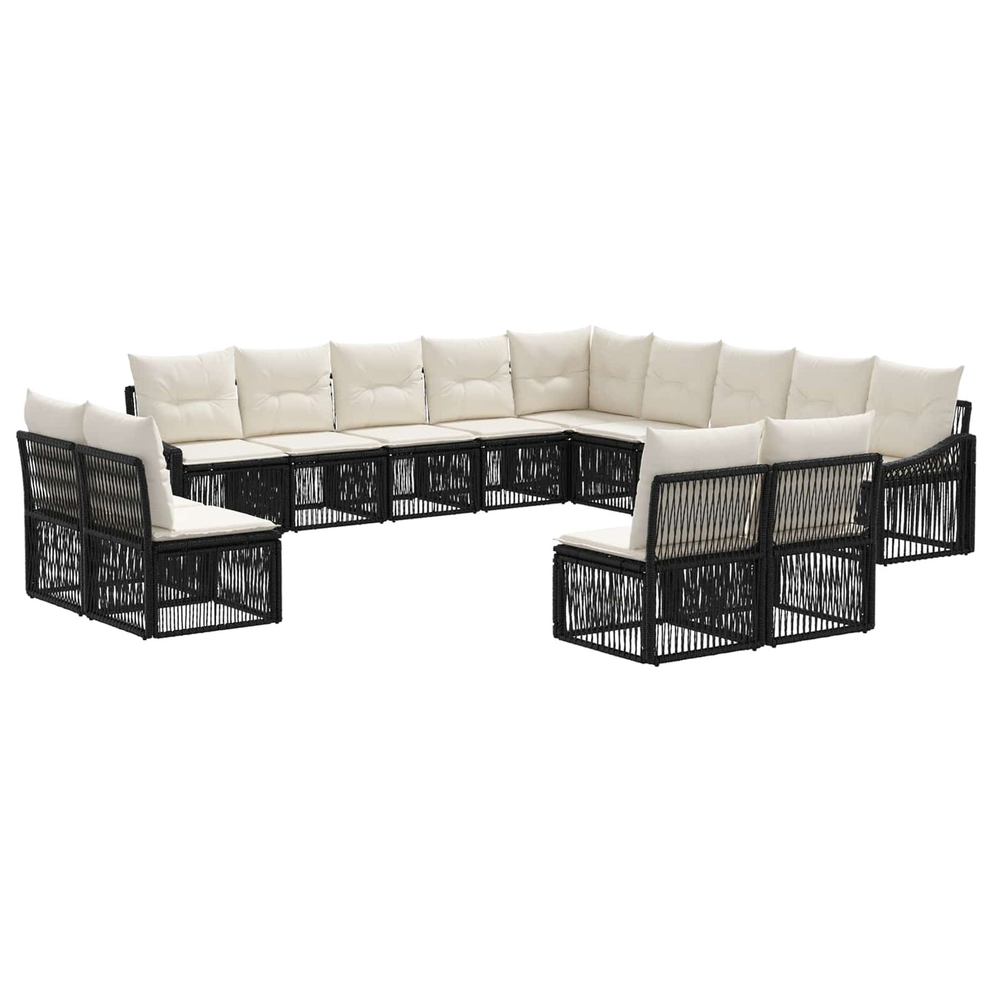 Tuinbankenset 13 pcs Zwart poly rattan is nu te koop bij PeponiXL, paradijselijk wonen!