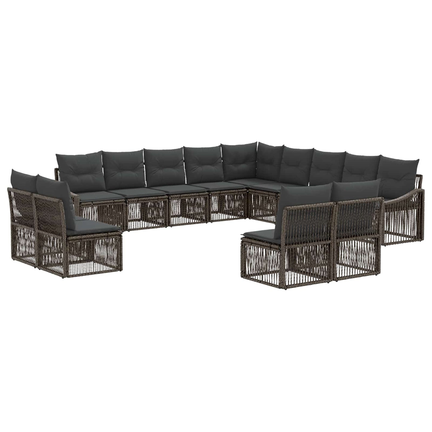 Tuinbankenset 13 pcs Grijs poly rattan is nu te koop bij PeponiXL, paradijselijk wonen!
