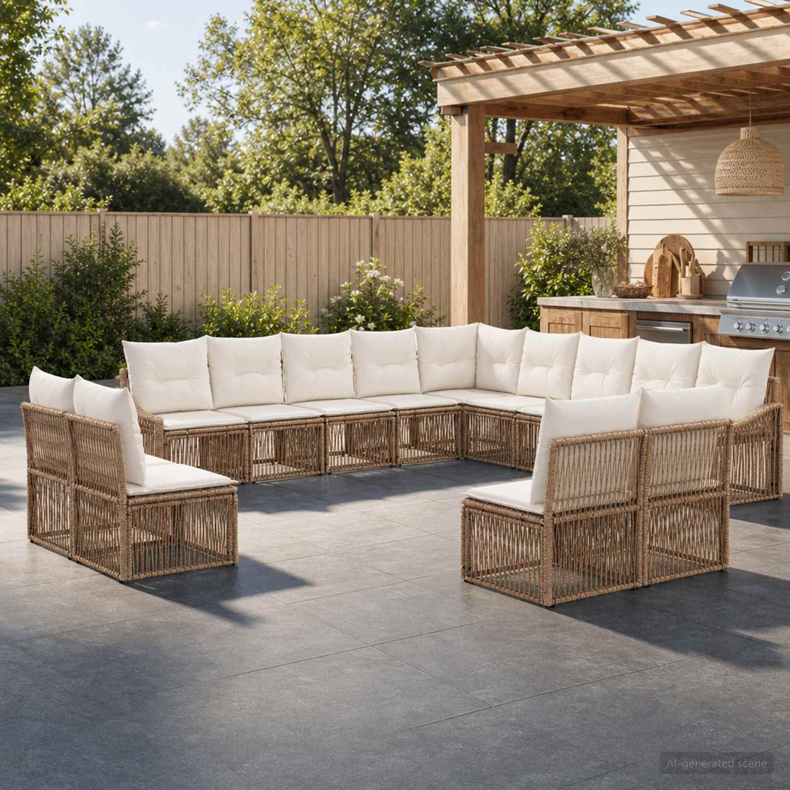 Tuinbankenset 13 pcs Beige poly rattan is nu te koop bij PeponiXL, paradijselijk wonen!