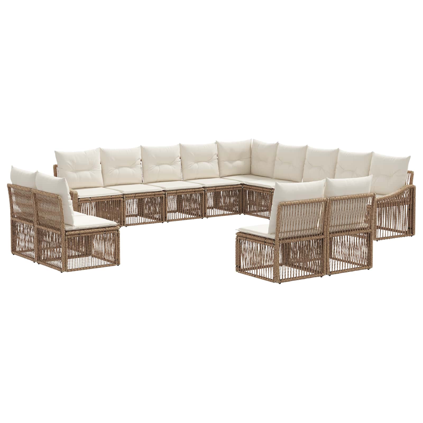 Tuinbankenset 13 pcs Beige poly rattan is nu te koop bij PeponiXL, paradijselijk wonen!