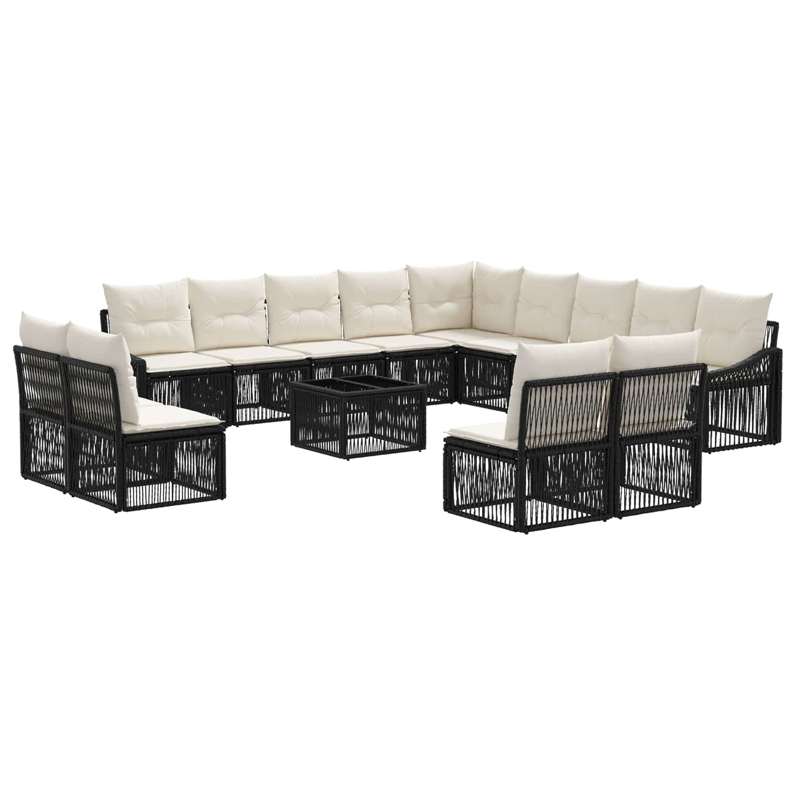 Tuinbankenset 14 pcs Zwart poly rattan is nu te koop bij PeponiXL, paradijselijk wonen!