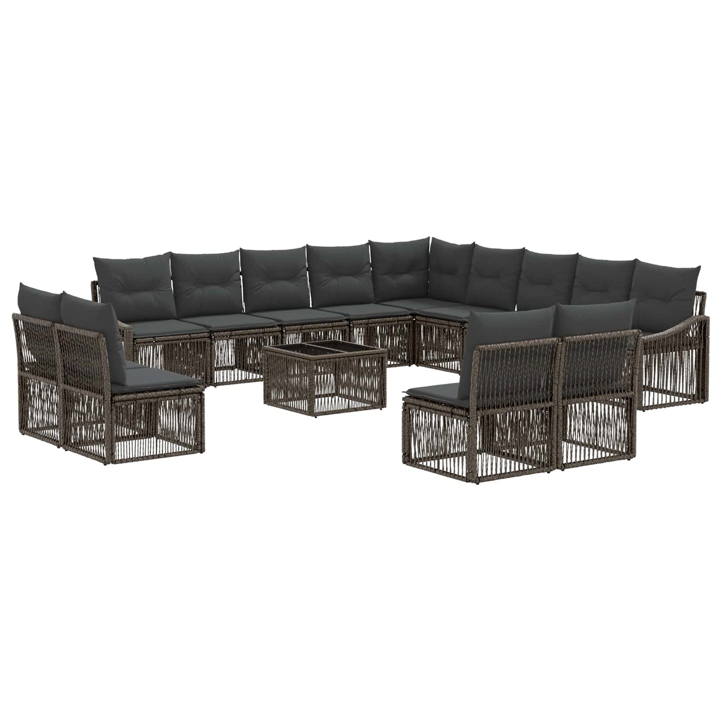 Tuinbankenset 14 pcs Grijs poly rattan is nu te koop bij PeponiXL, paradijselijk wonen!
