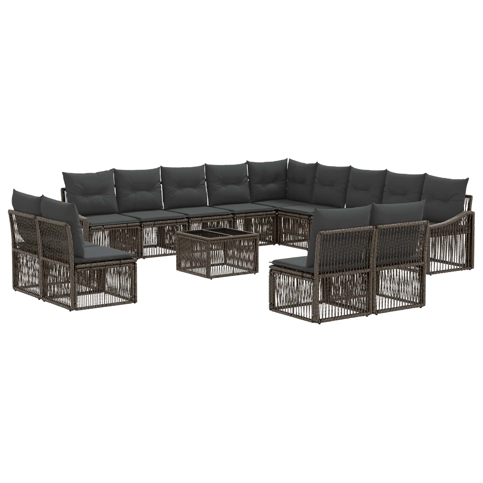 Tuinbankenset 14 pcs Grijs poly rattan is nu te koop bij PeponiXL, paradijselijk wonen!