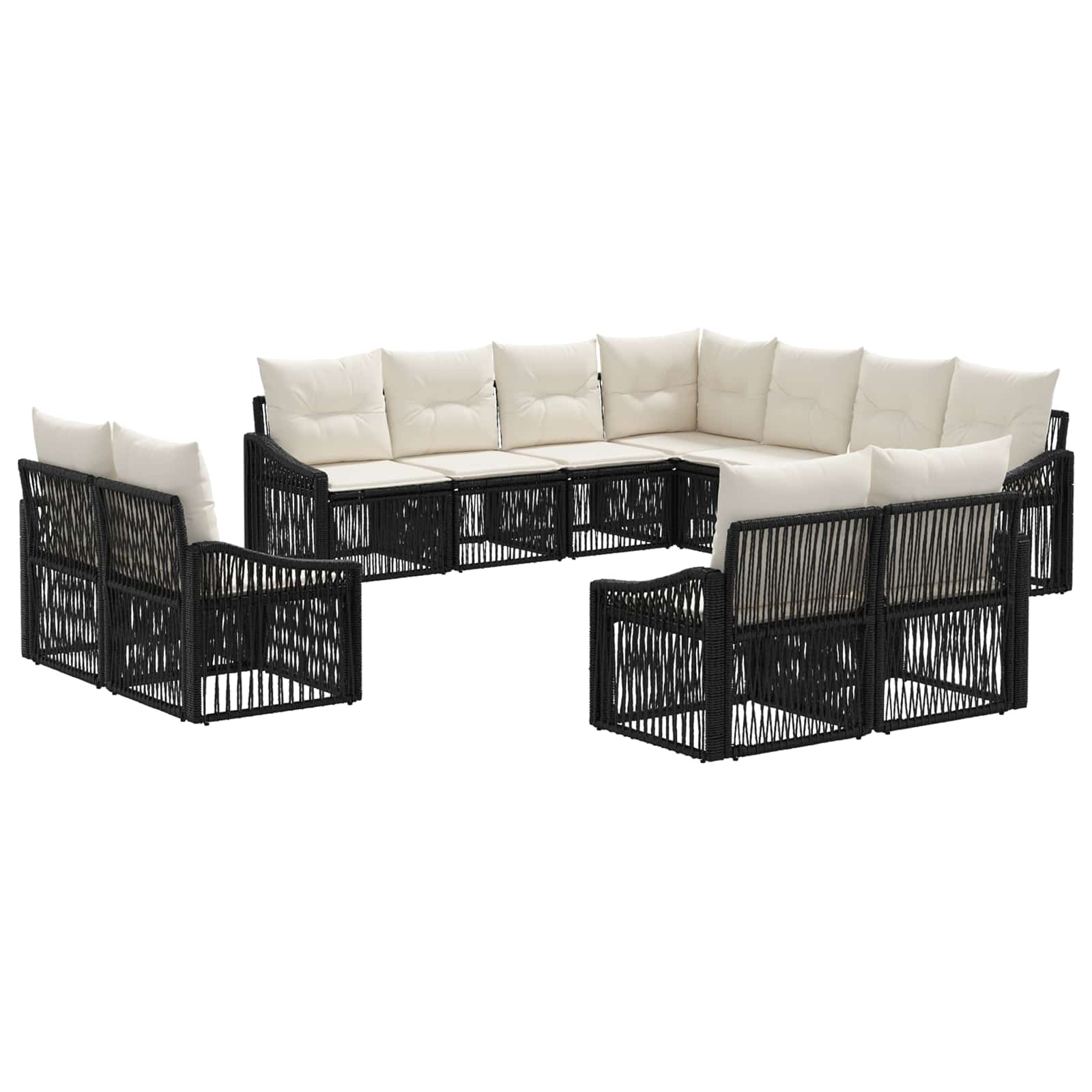 Tuinbankenset 11 pcs Zwart poly rattan is nu te koop bij PeponiXL, paradijselijk wonen!