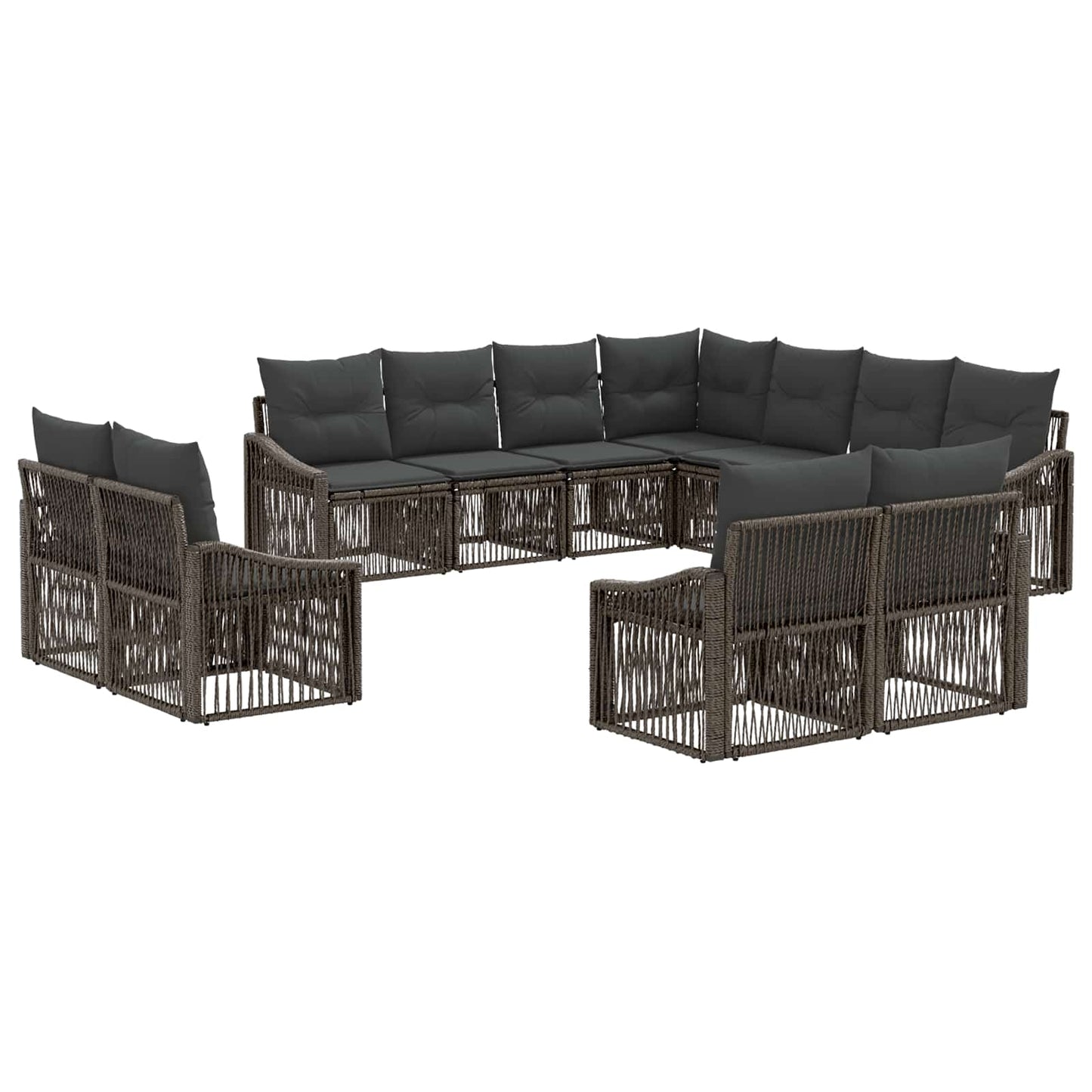 Tuinbankenset 11 pcs Grijs poly rattan is nu te koop bij PeponiXL, paradijselijk wonen!