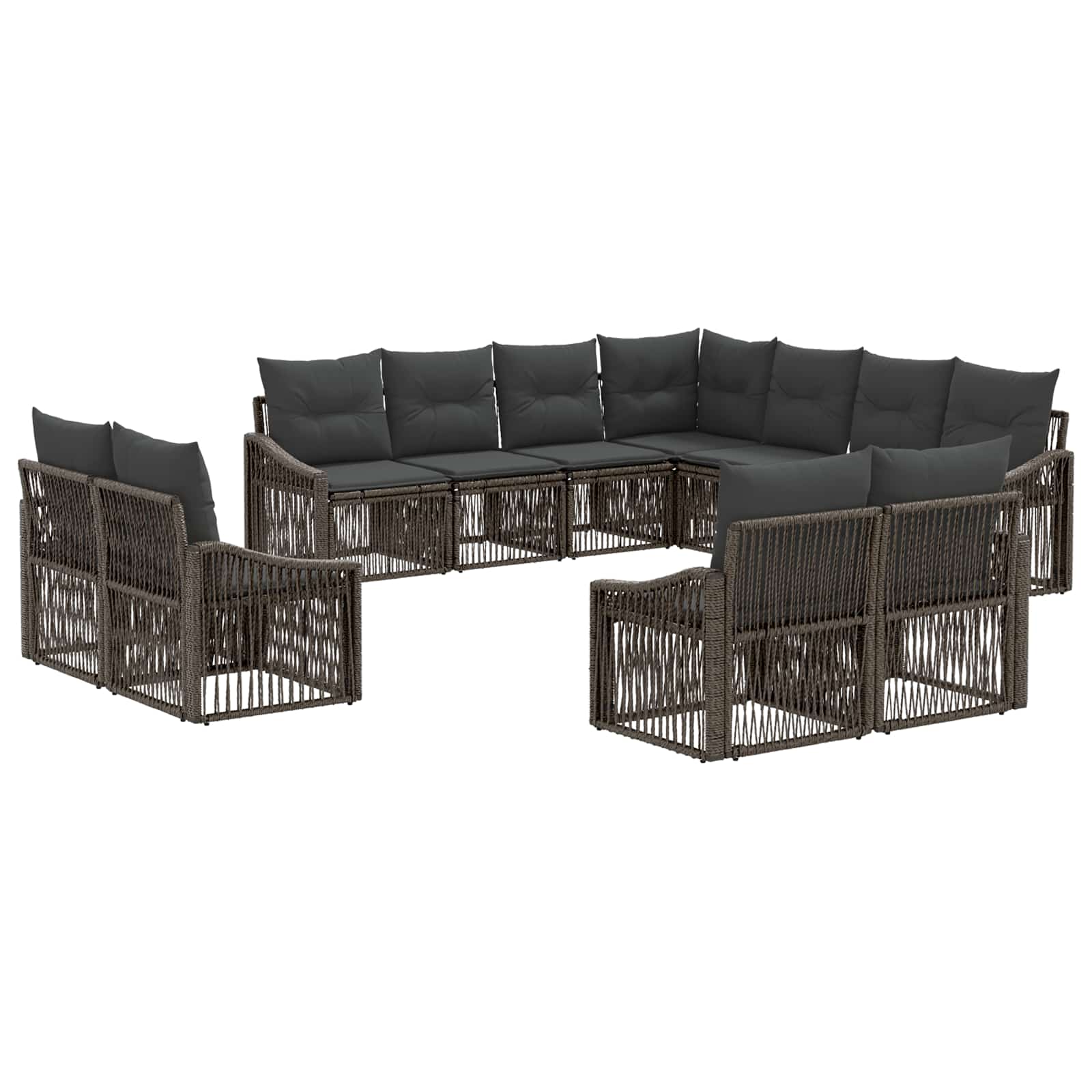 Tuinbankenset 11 pcs Grijs poly rattan is nu te koop bij PeponiXL, paradijselijk wonen!