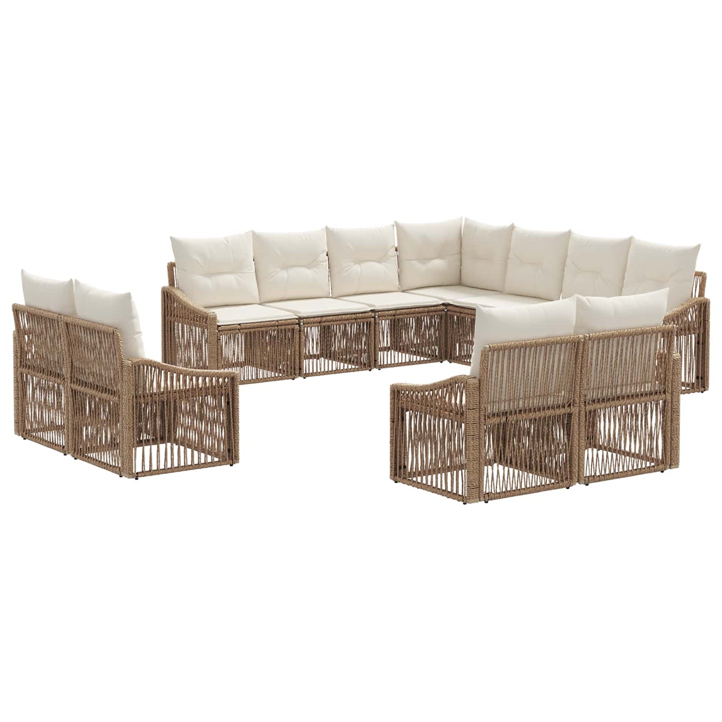 Tuinbankenset 11 pcs Beige poly rattan is nu te koop bij PeponiXL, paradijselijk wonen!