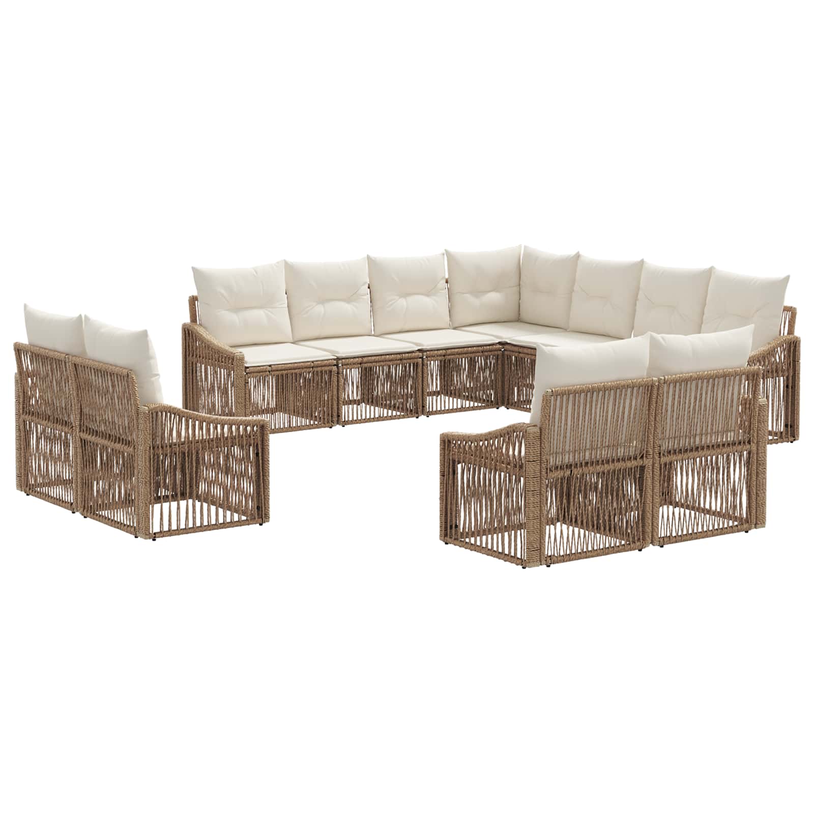 Tuinbankenset 11 pcs Beige poly rattan is nu te koop bij PeponiXL, paradijselijk wonen!